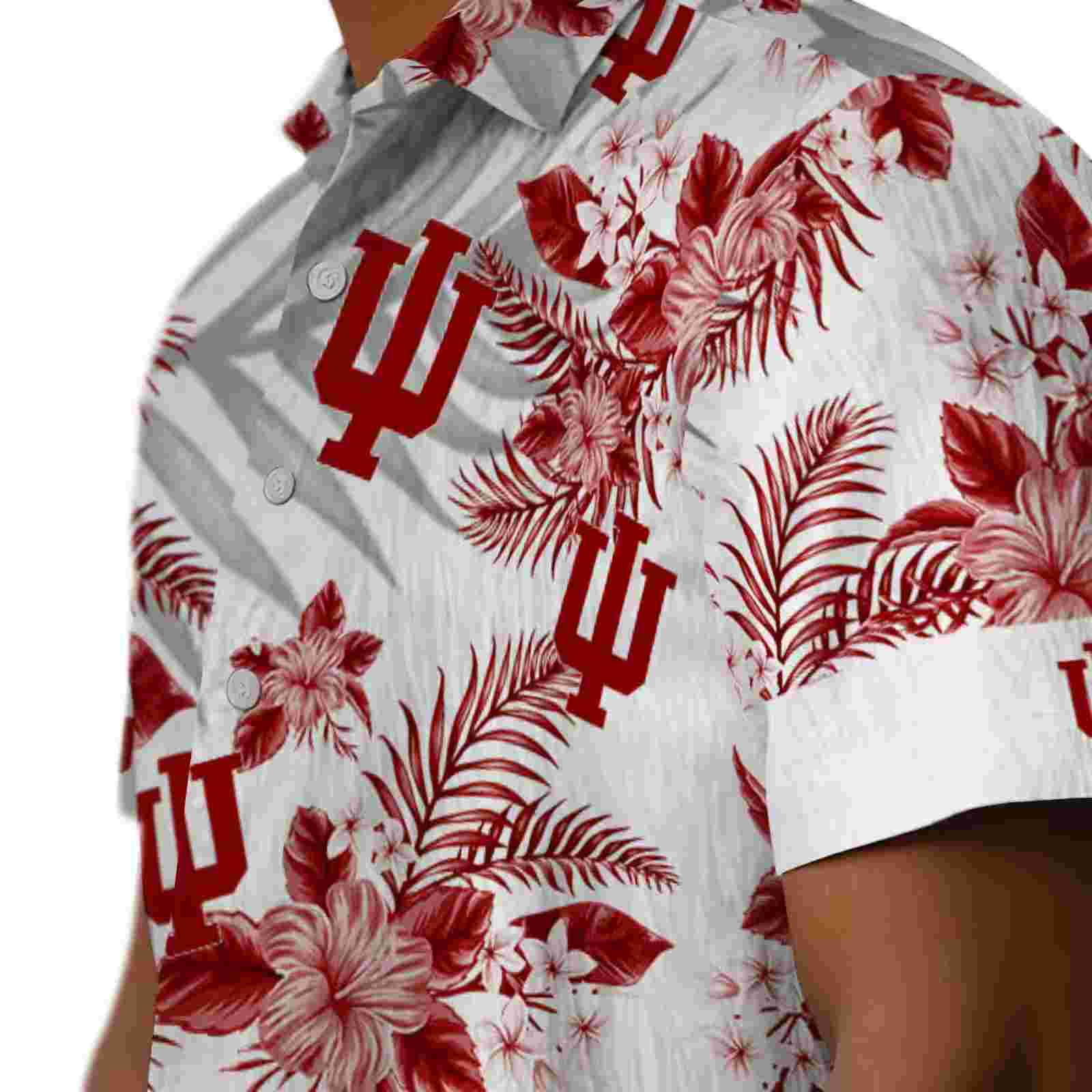 indiana hoosiers hibiscus palm leaves red white hawaiian shirt trendy