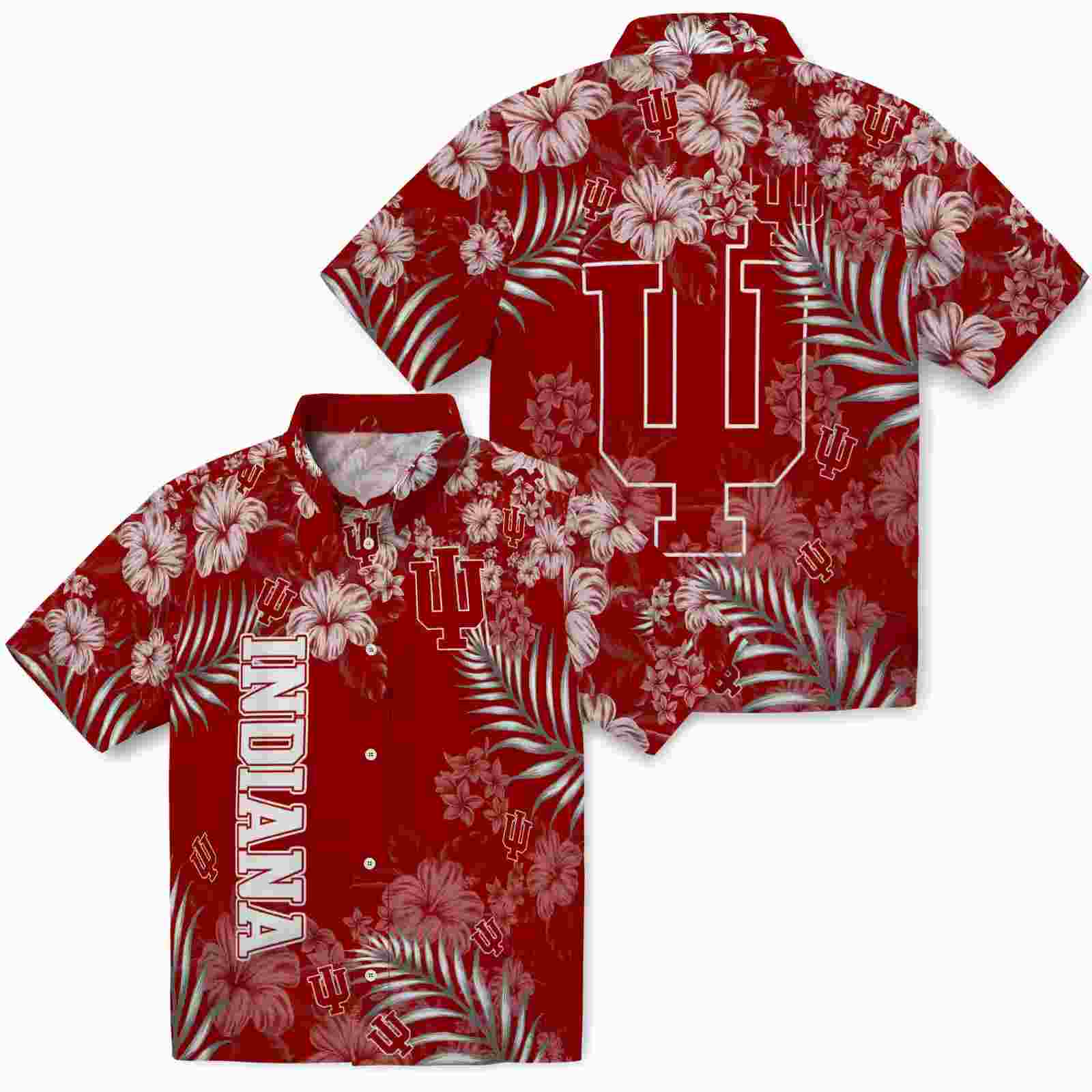 indiana hoosiers hibiscus print red hawaiian shirt high quality