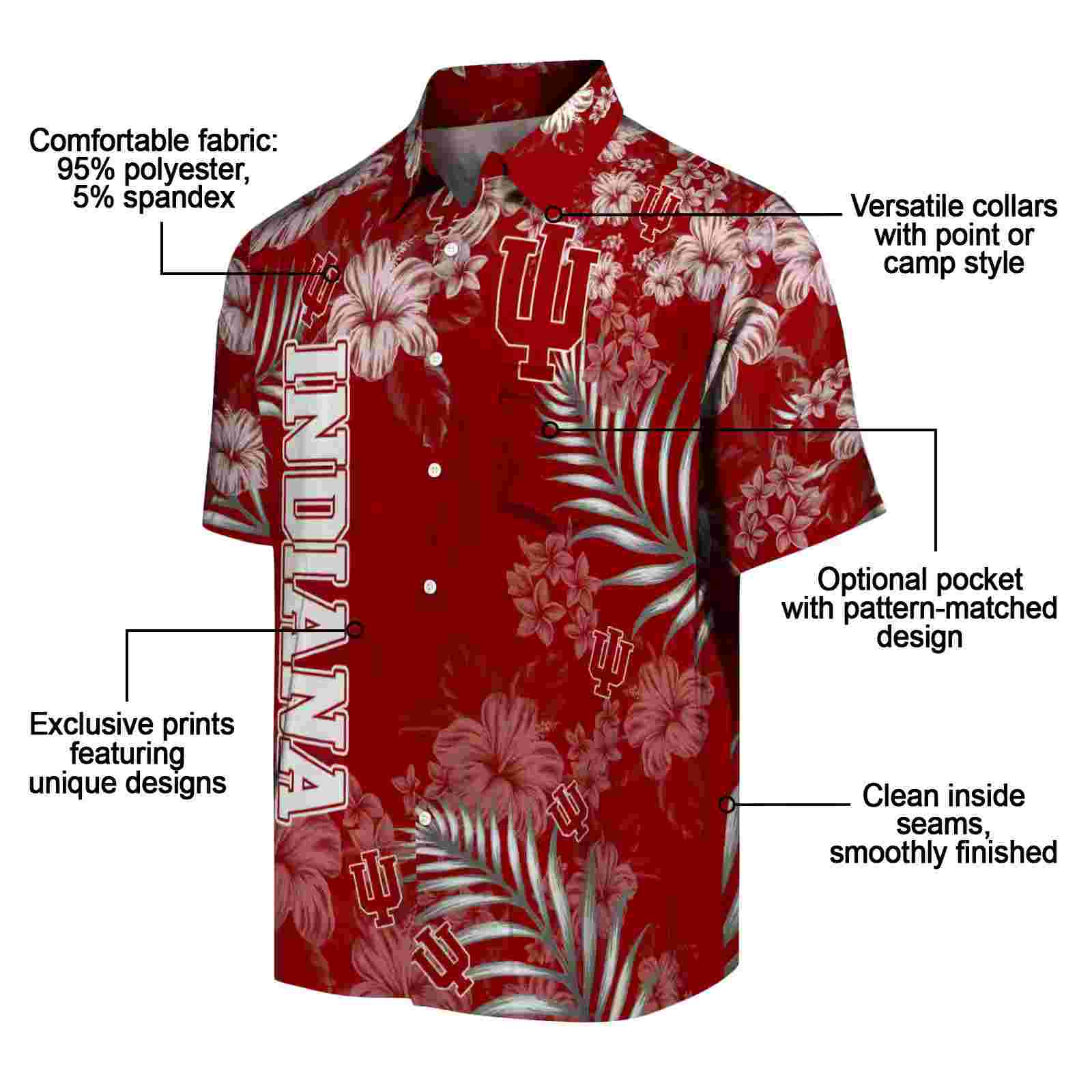 indiana hoosiers hibiscus print red hawaiian shirt new arrival