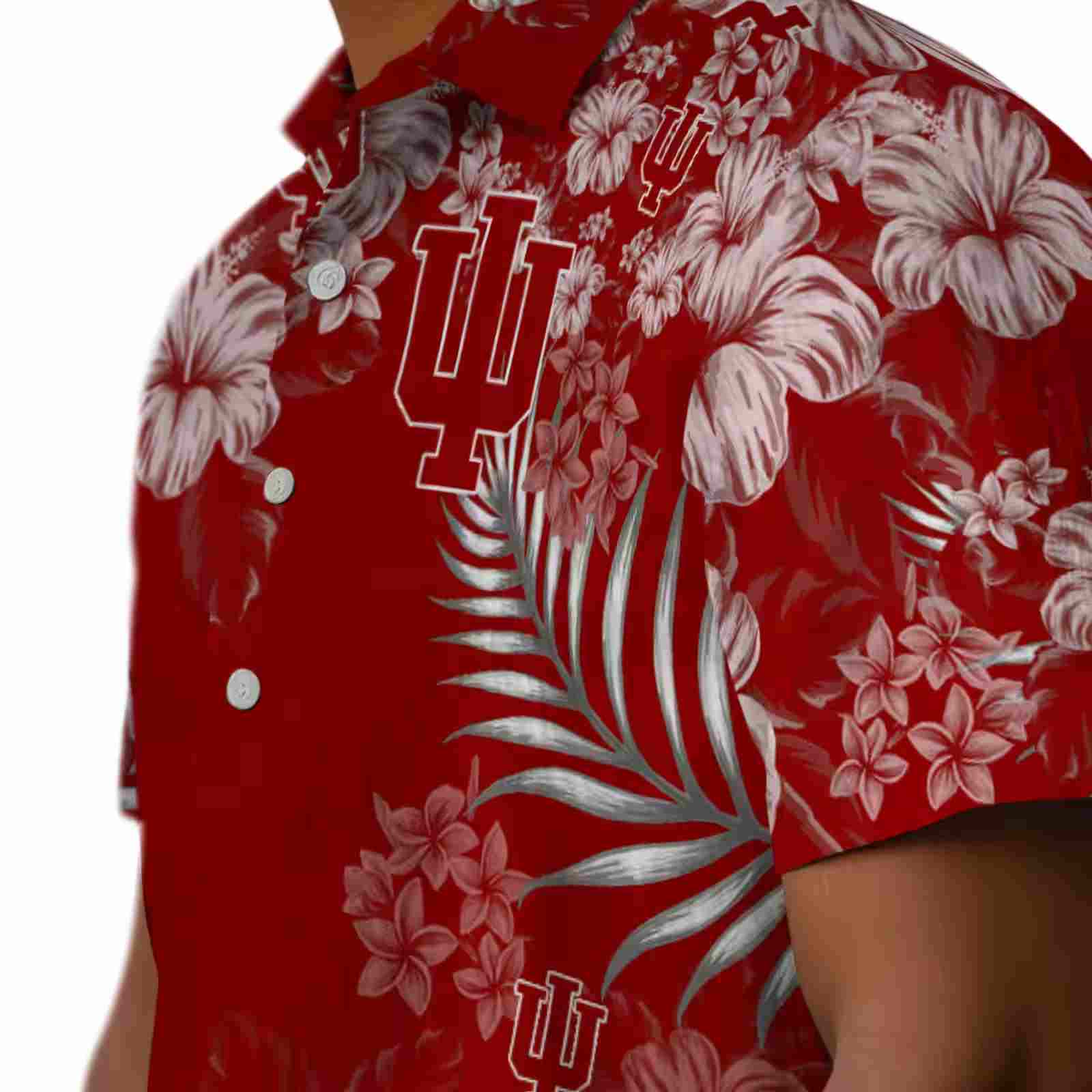 indiana hoosiers hibiscus print red hawaiian shirt trendy