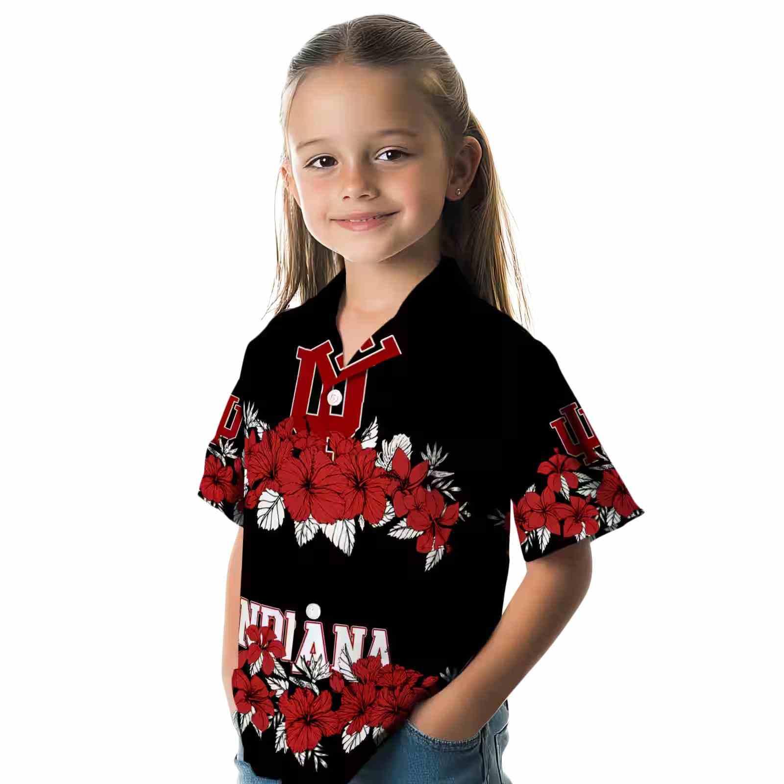 indiana hoosiers hibiscus stripe red black hawaiian shirt premium grade