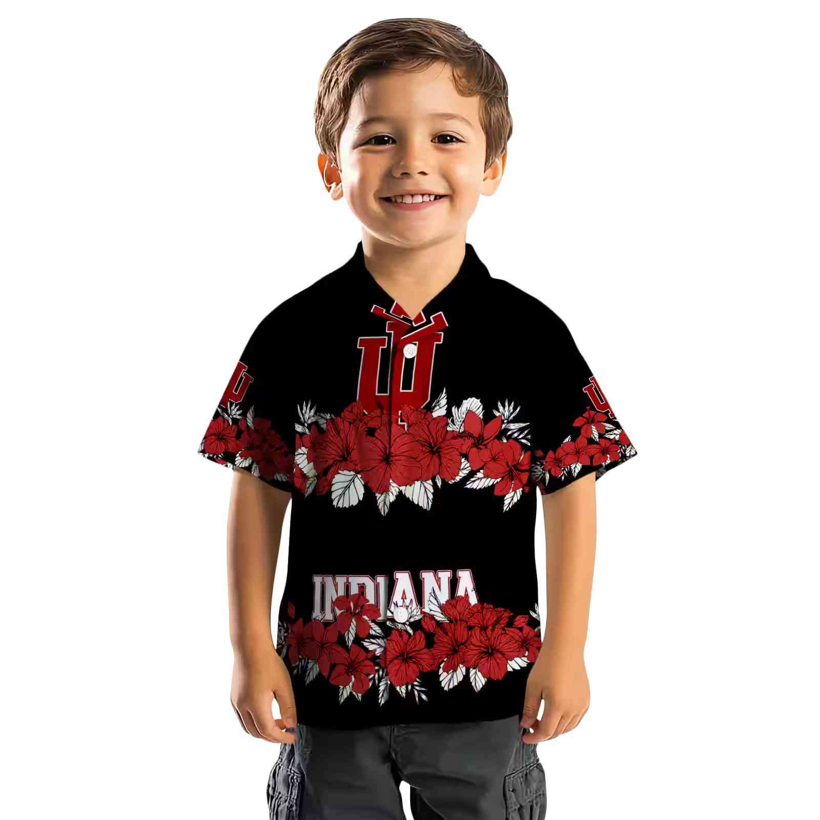 indiana hoosiers hibiscus stripe red black hawaiian shirt top rated