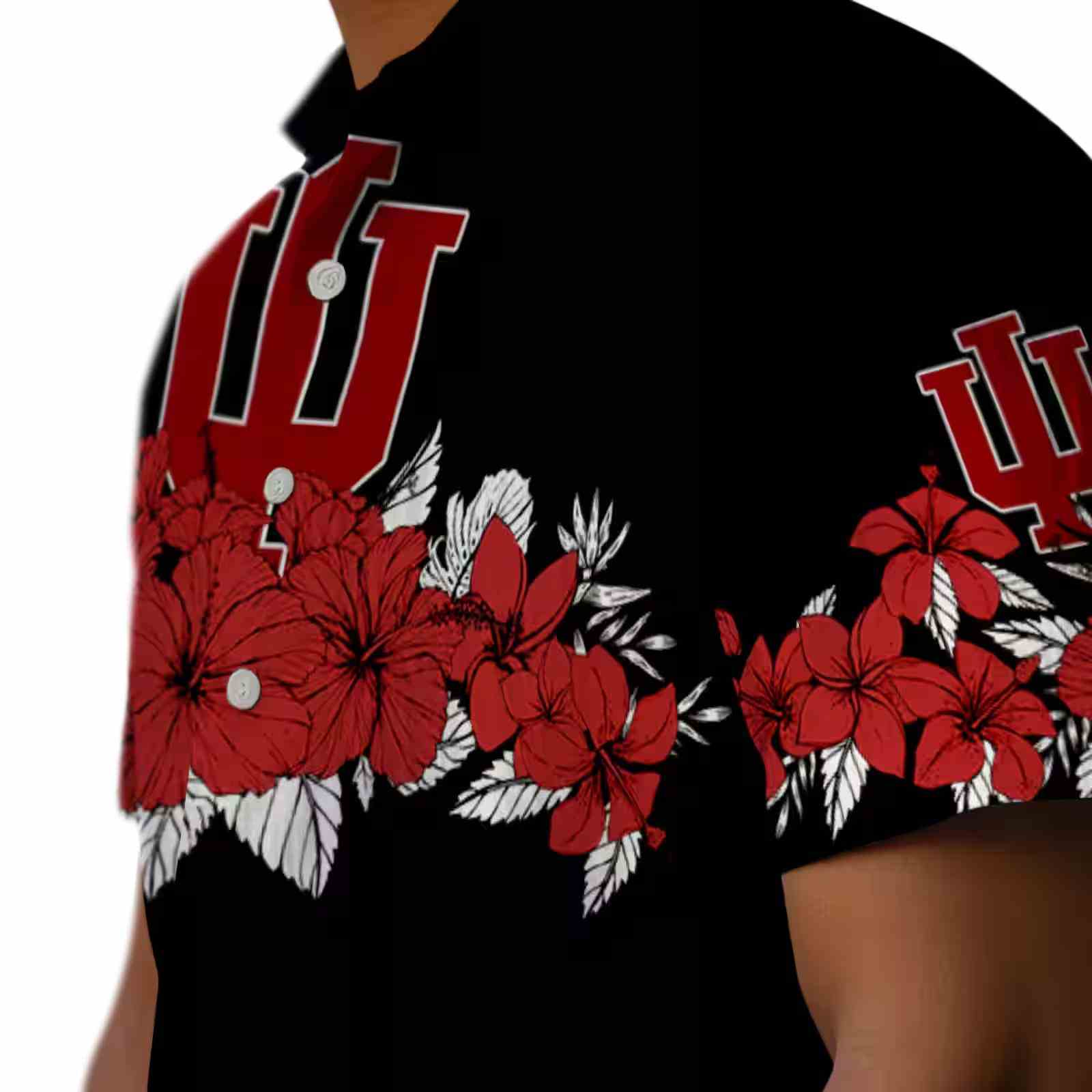 indiana hoosiers hibiscus stripe red black hawaiian shirt trendy