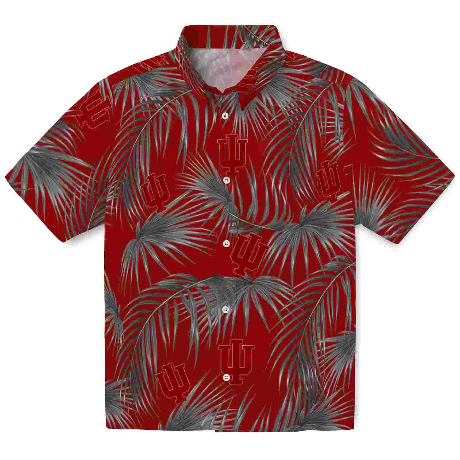 Indiana Hoosiers Leafy Palms Red Hawaiian Shirt