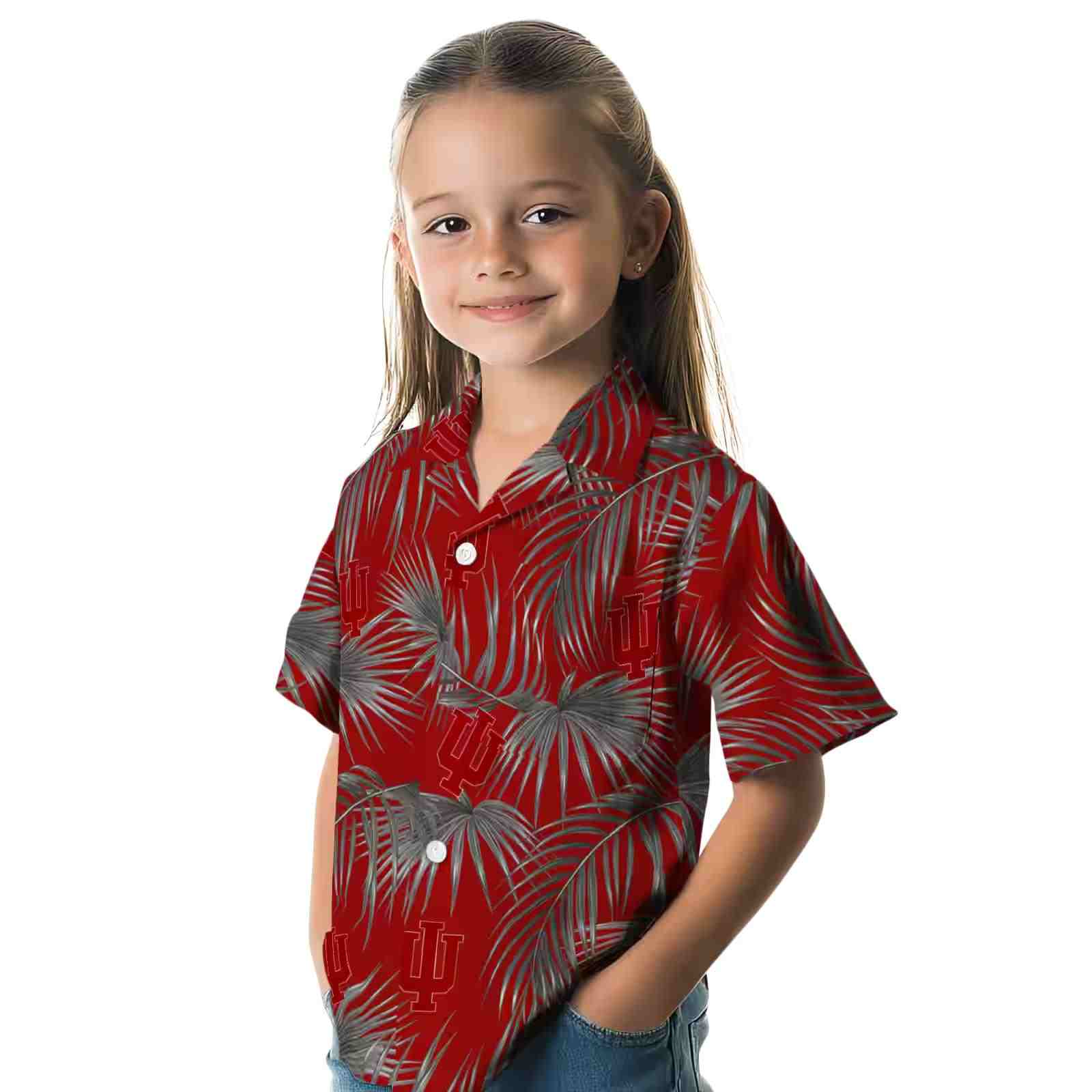 indiana hoosiers leafy palms red hawaiian shirt premium grade