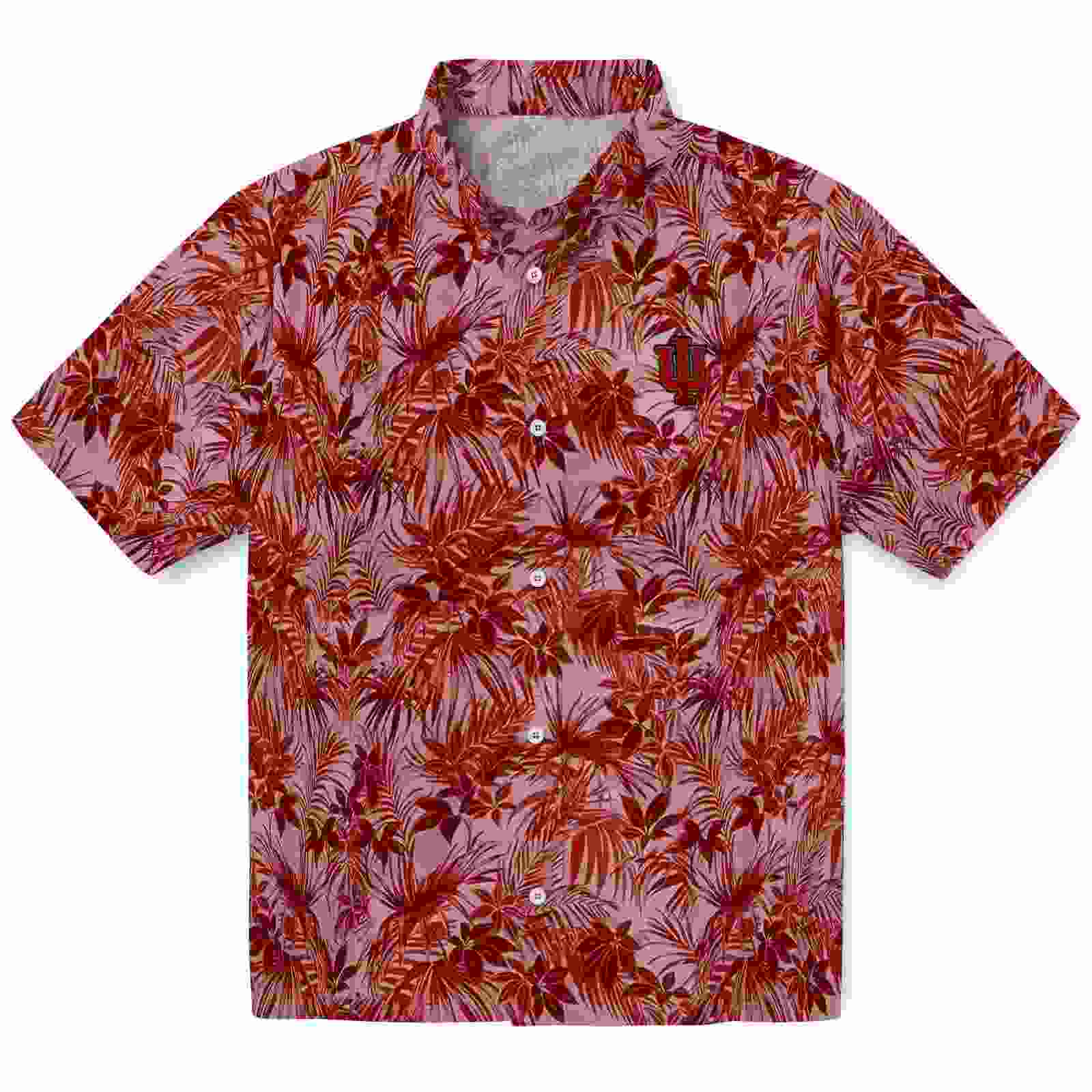 Indiana Hoosiers Leafy Pattern Red Hawaiian Shirt