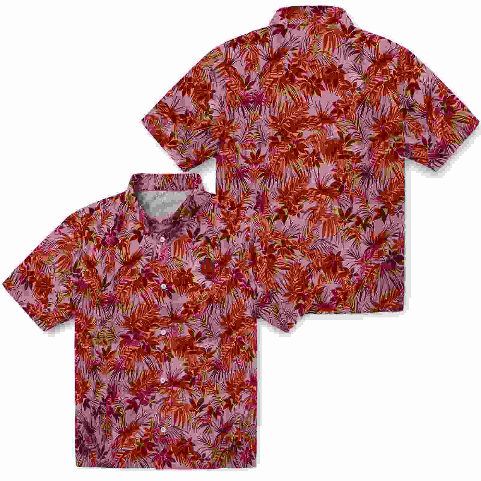 indiana hoosiers leafy pattern red hawaiian shirt high quality