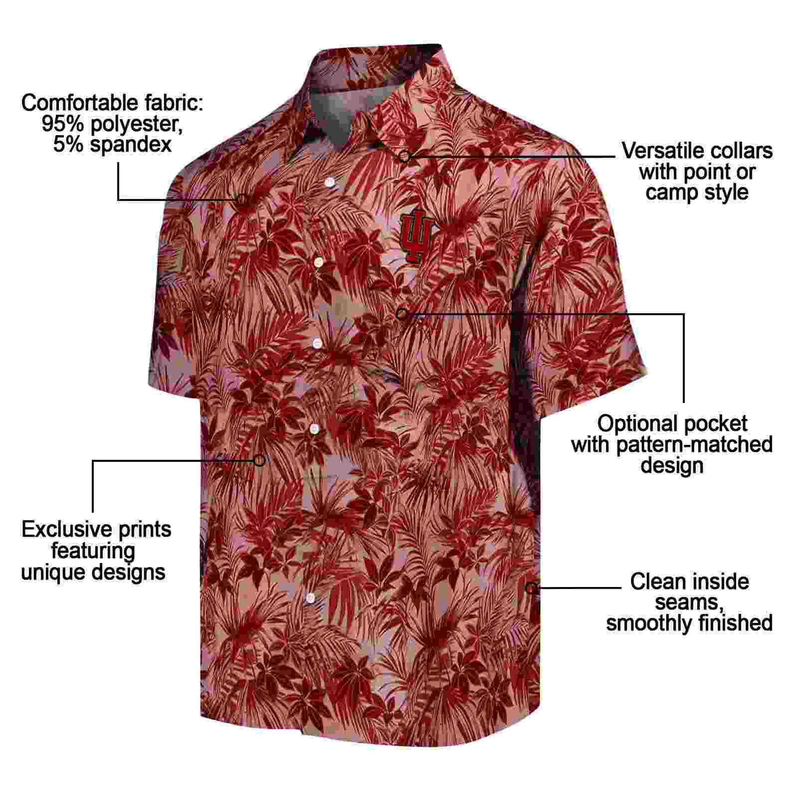 indiana hoosiers leafy pattern red hawaiian shirt new arrival