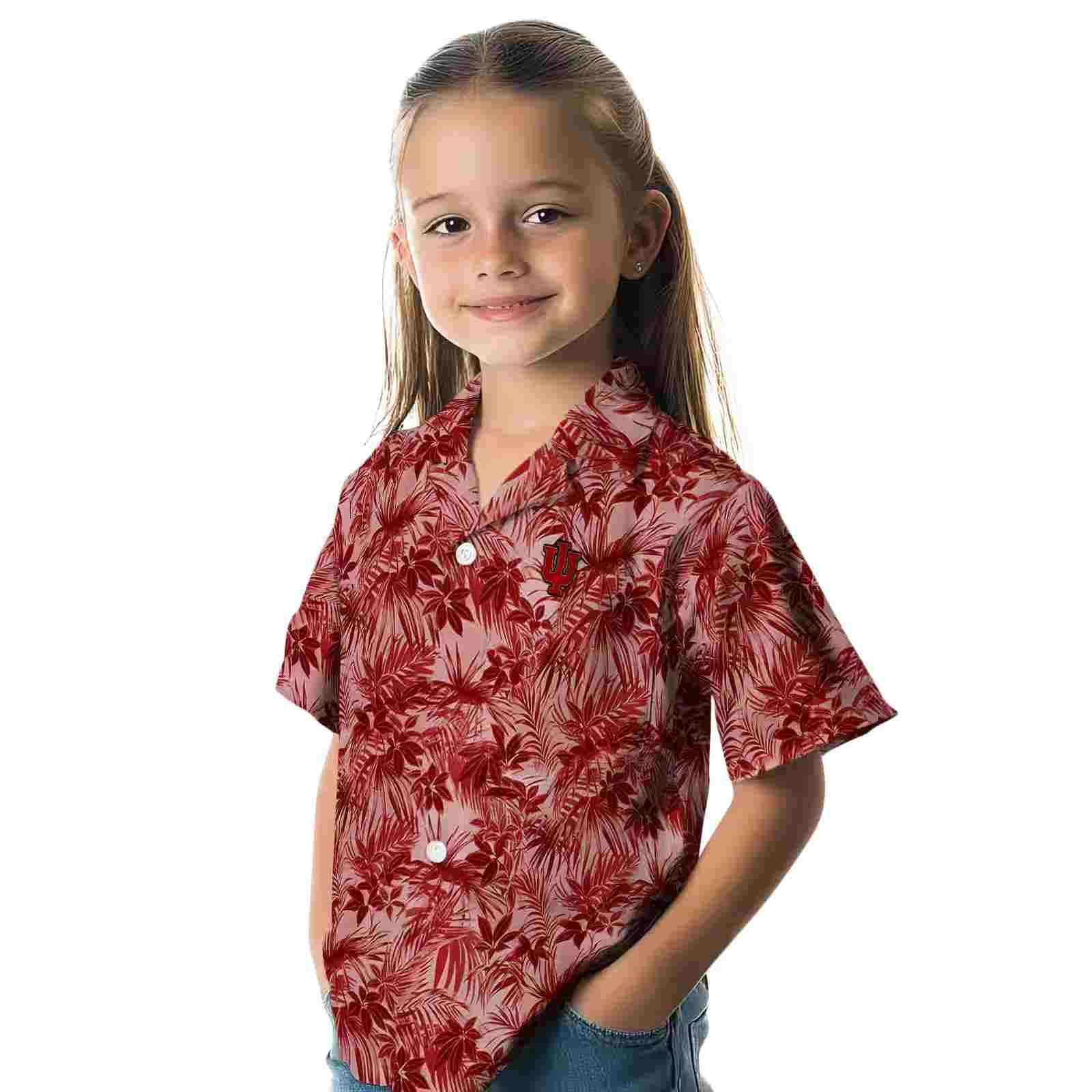 indiana hoosiers leafy pattern red hawaiian shirt premium grade