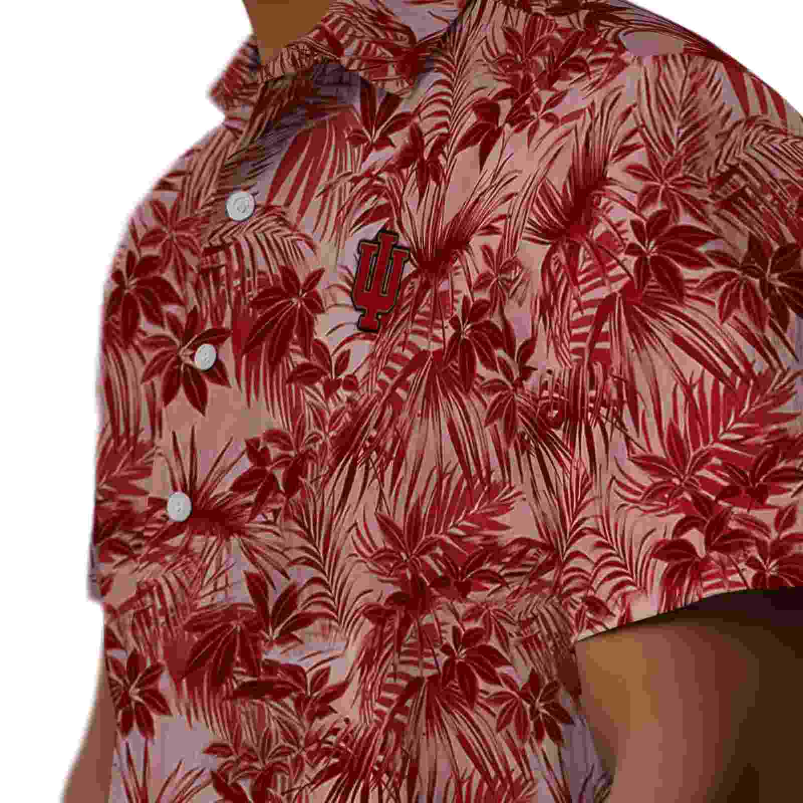 indiana hoosiers leafy pattern red hawaiian shirt trendy