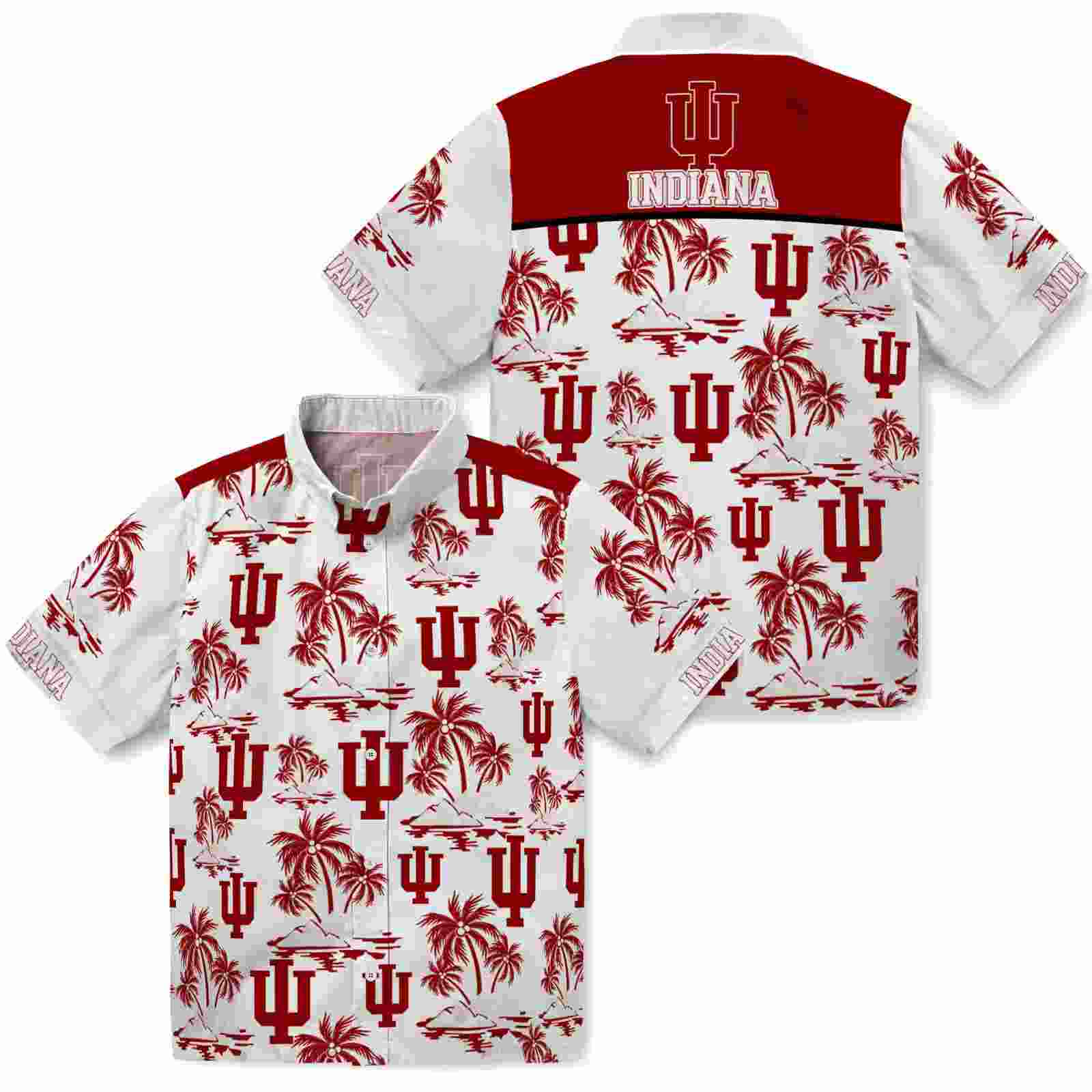 indiana hoosiers palm island print red white hawaiian shirt high quality