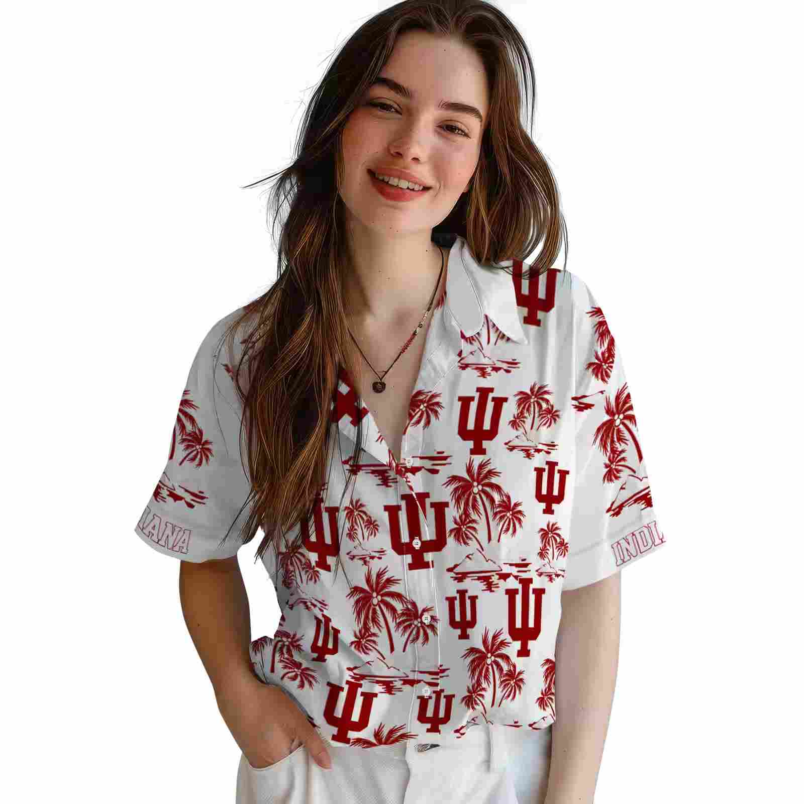 indiana hoosiers palm island print red white hawaiian shirt latest model