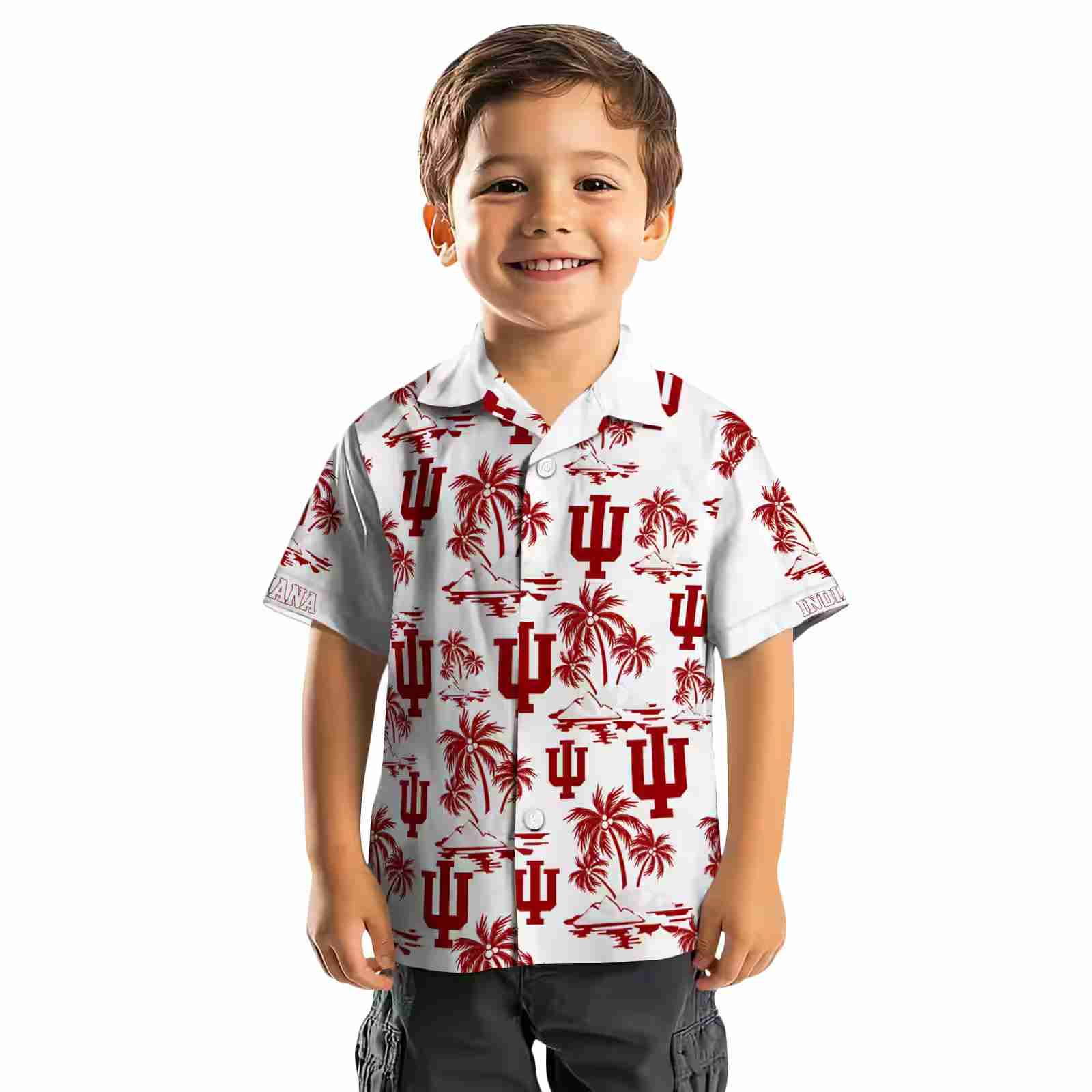 indiana hoosiers palm island print red white hawaiian shirt top rated