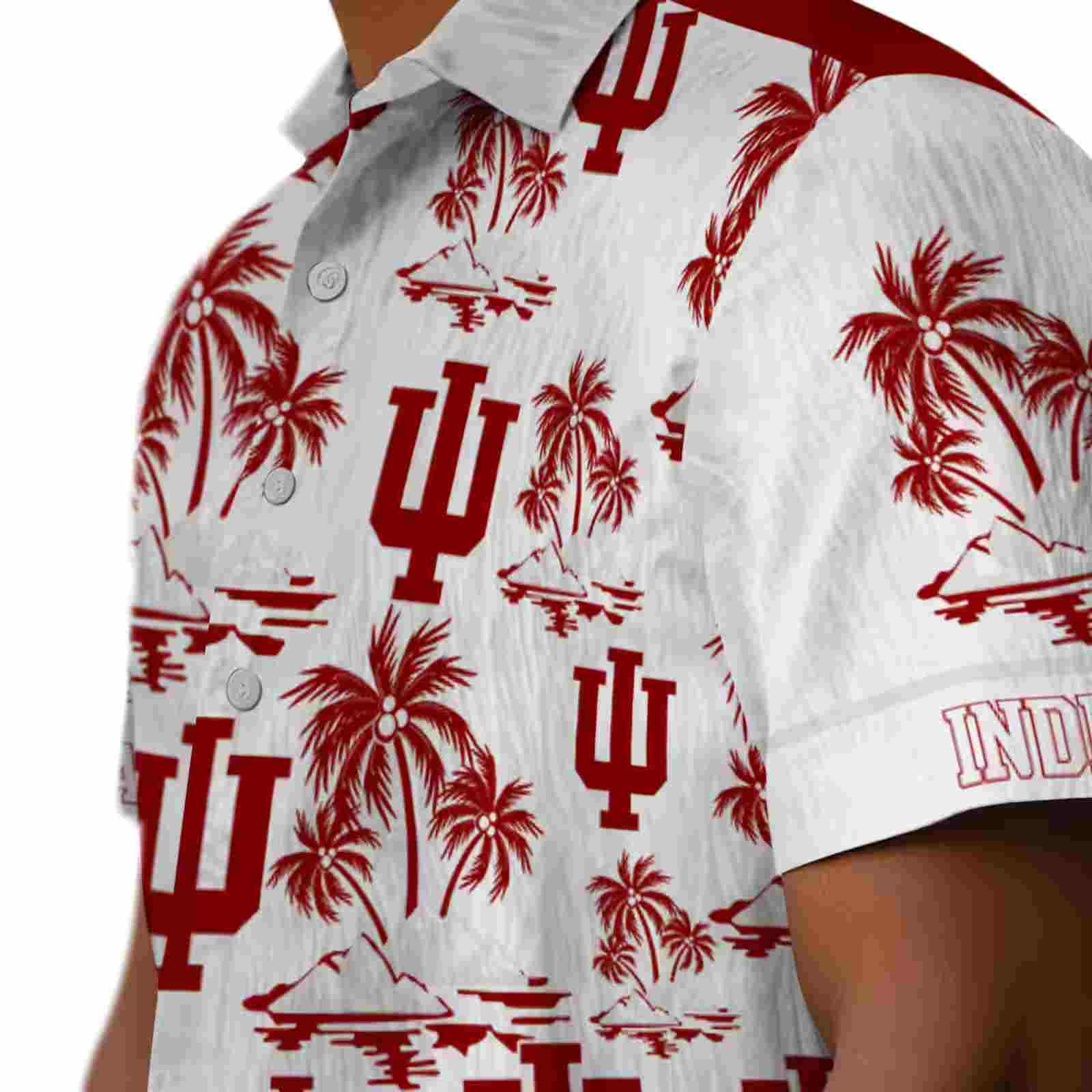 indiana hoosiers palm island print red white hawaiian shirt trendy