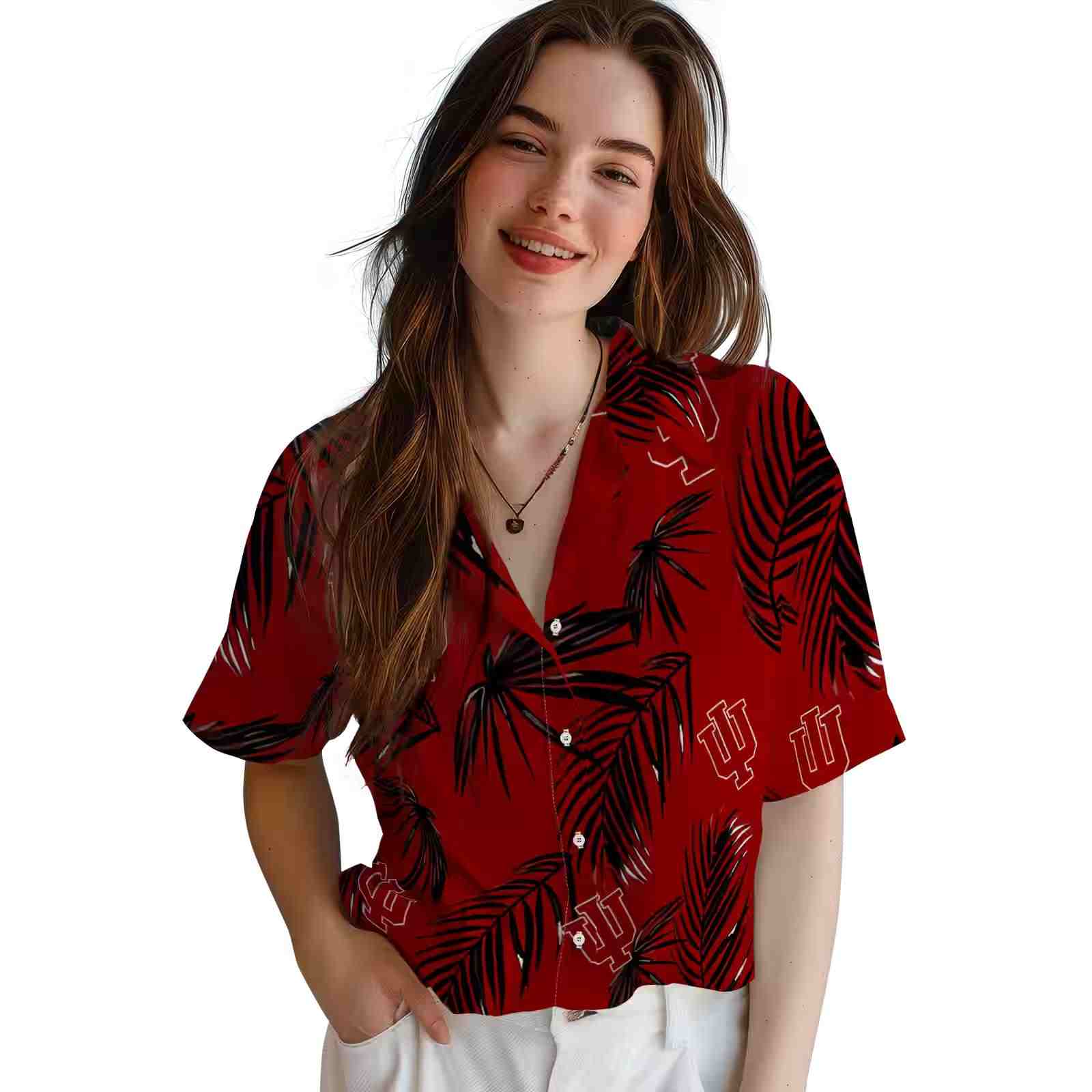 indiana hoosiers palm leaf red hawaiian shirt latest model