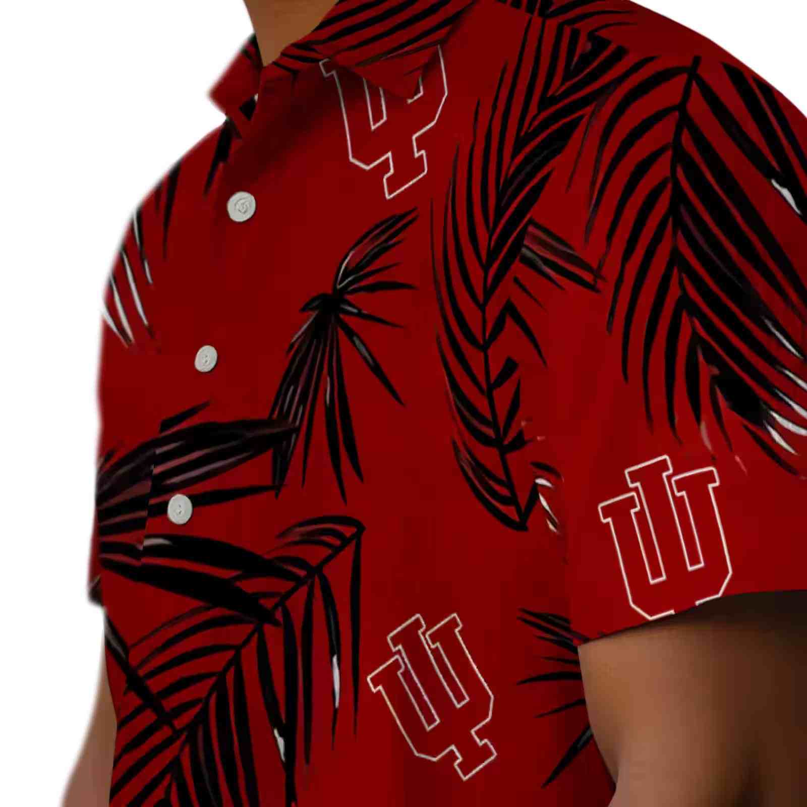 indiana hoosiers palm leaf red hawaiian shirt trendy