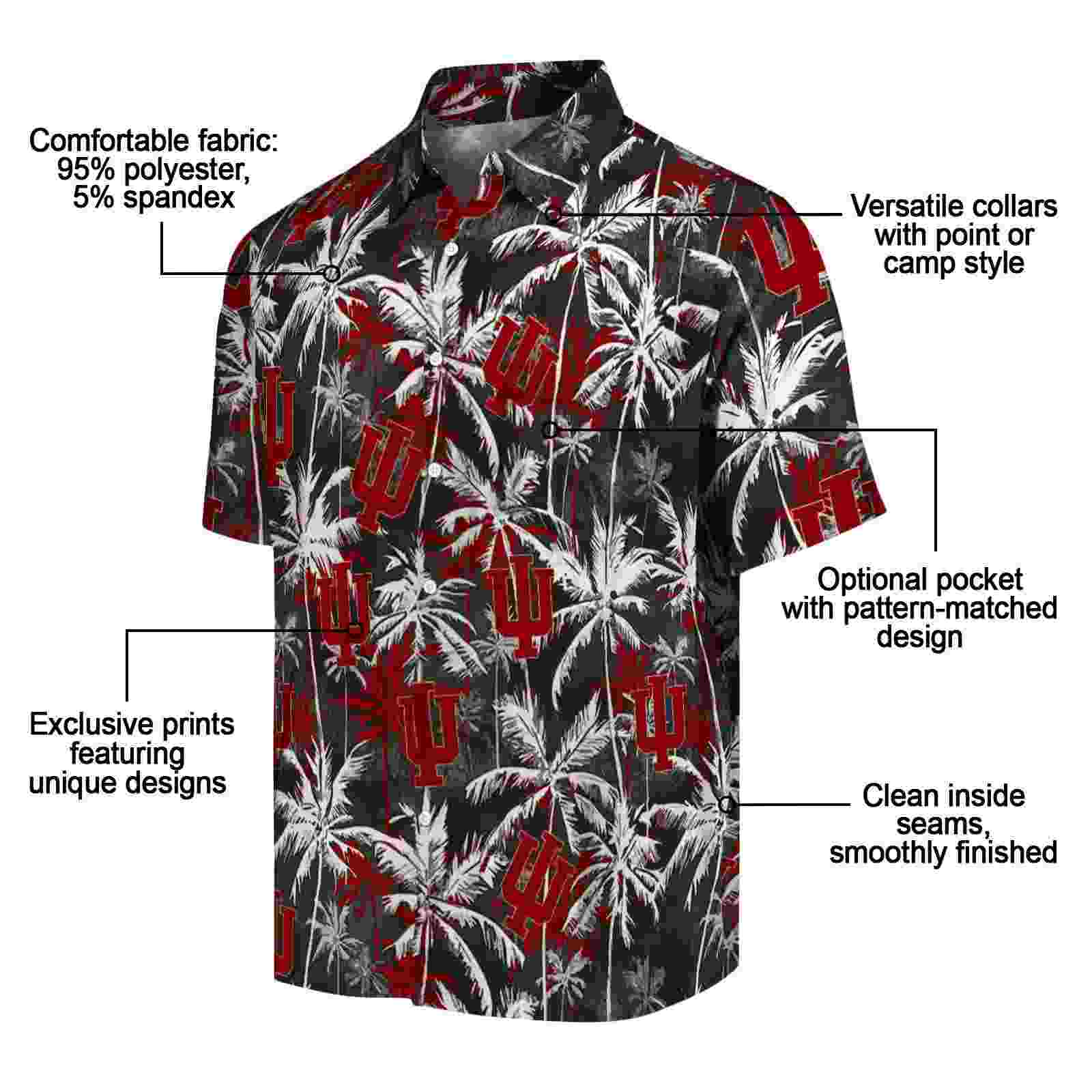 indiana hoosiers palm pattern red black hawaiian shirt new arrival