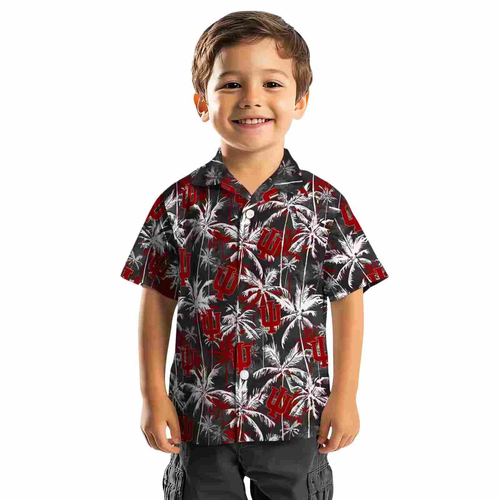 indiana hoosiers palm pattern red black hawaiian shirt top rated