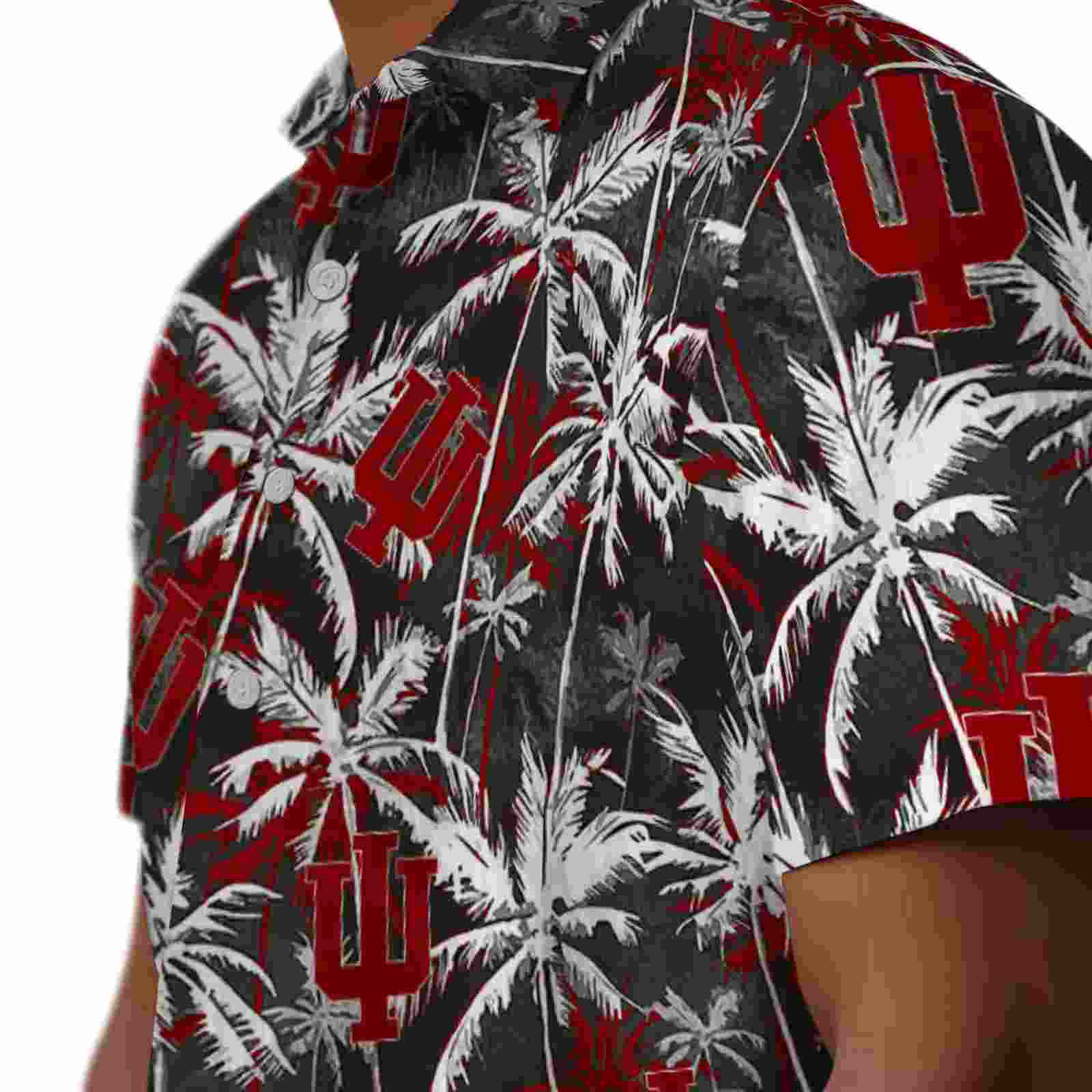 indiana hoosiers palm pattern red black hawaiian shirt trendy