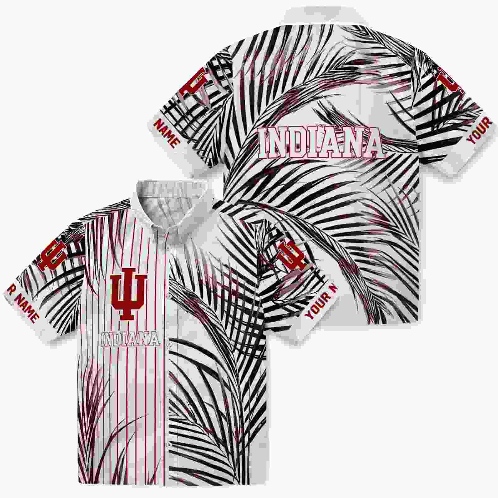 indiana hoosiers palm stripes red black white hawaiian shirt high quality