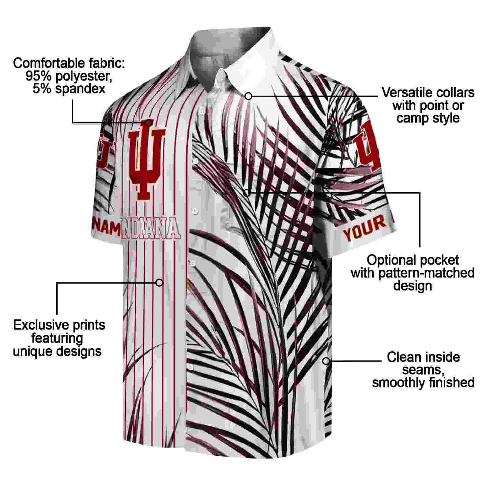 indiana hoosiers palm stripes red black white hawaiian shirt new arrival