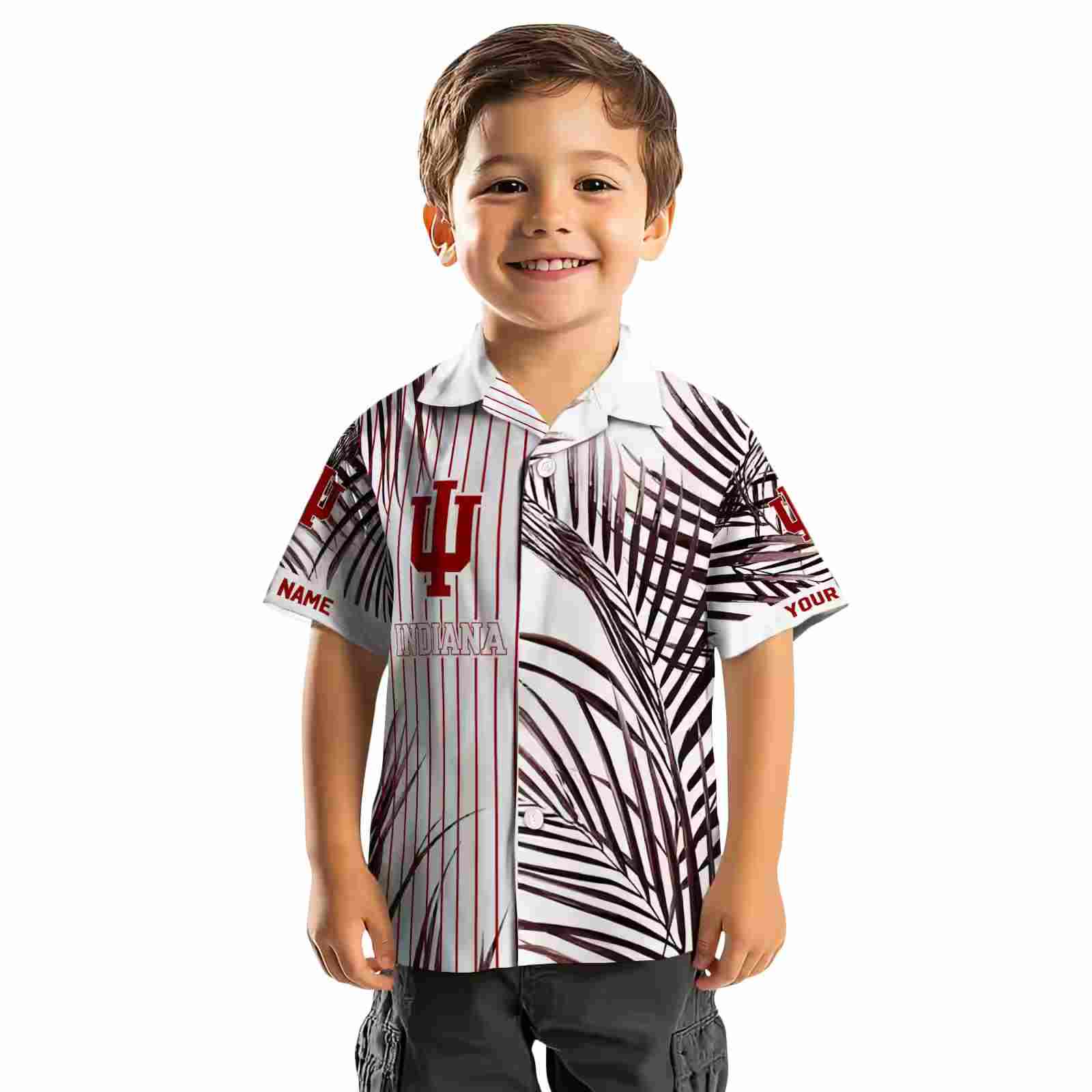 indiana hoosiers palm stripes red black white hawaiian shirt top rated