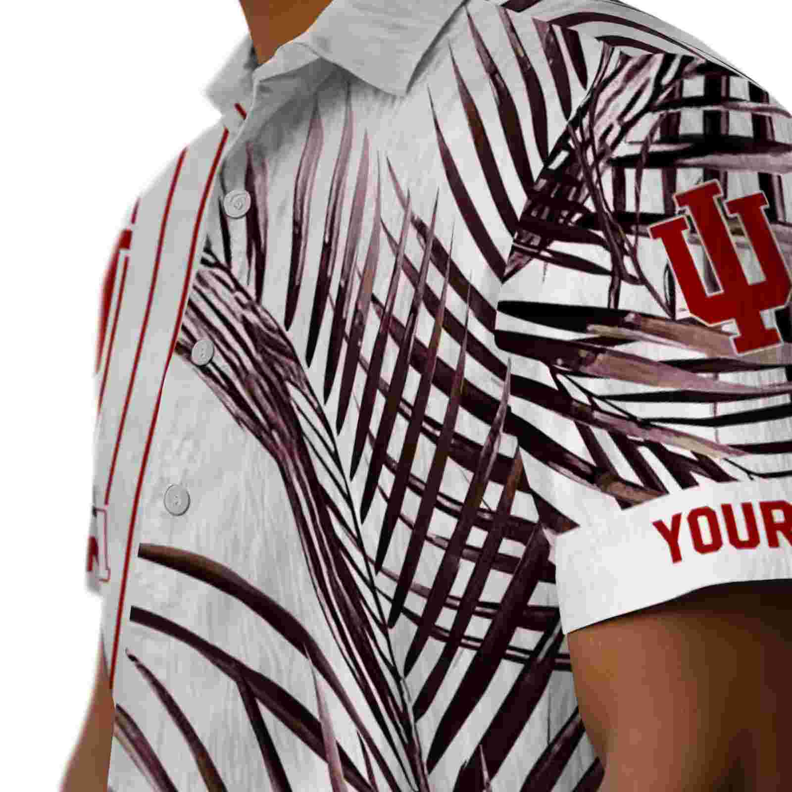 indiana hoosiers palm stripes red black white hawaiian shirt trendy