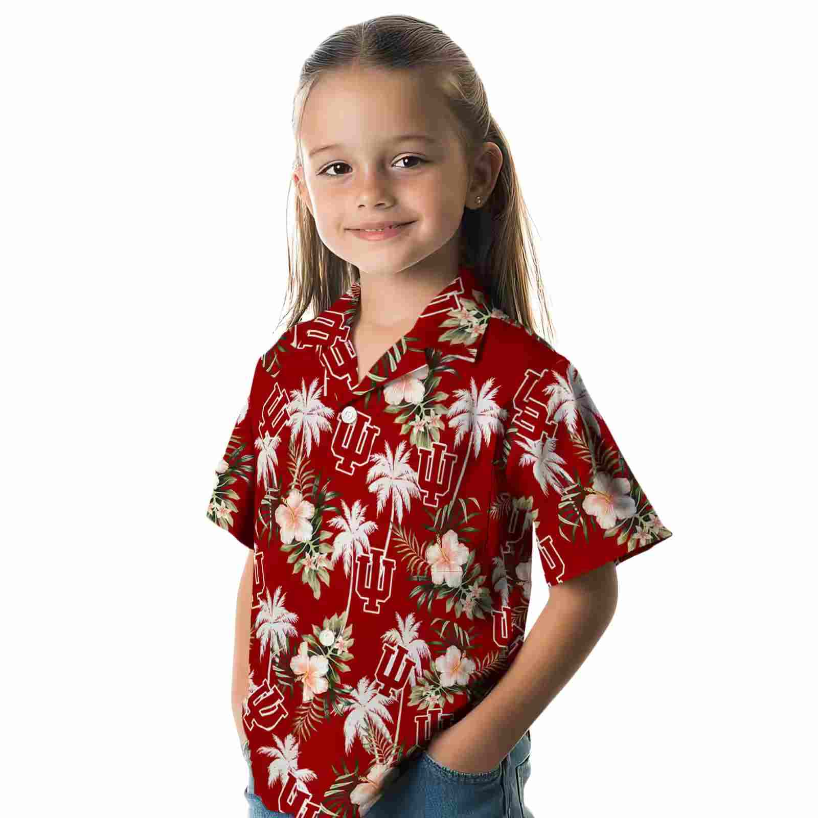 indiana hoosiers palm tree flower red hawaiian shirt premium grade