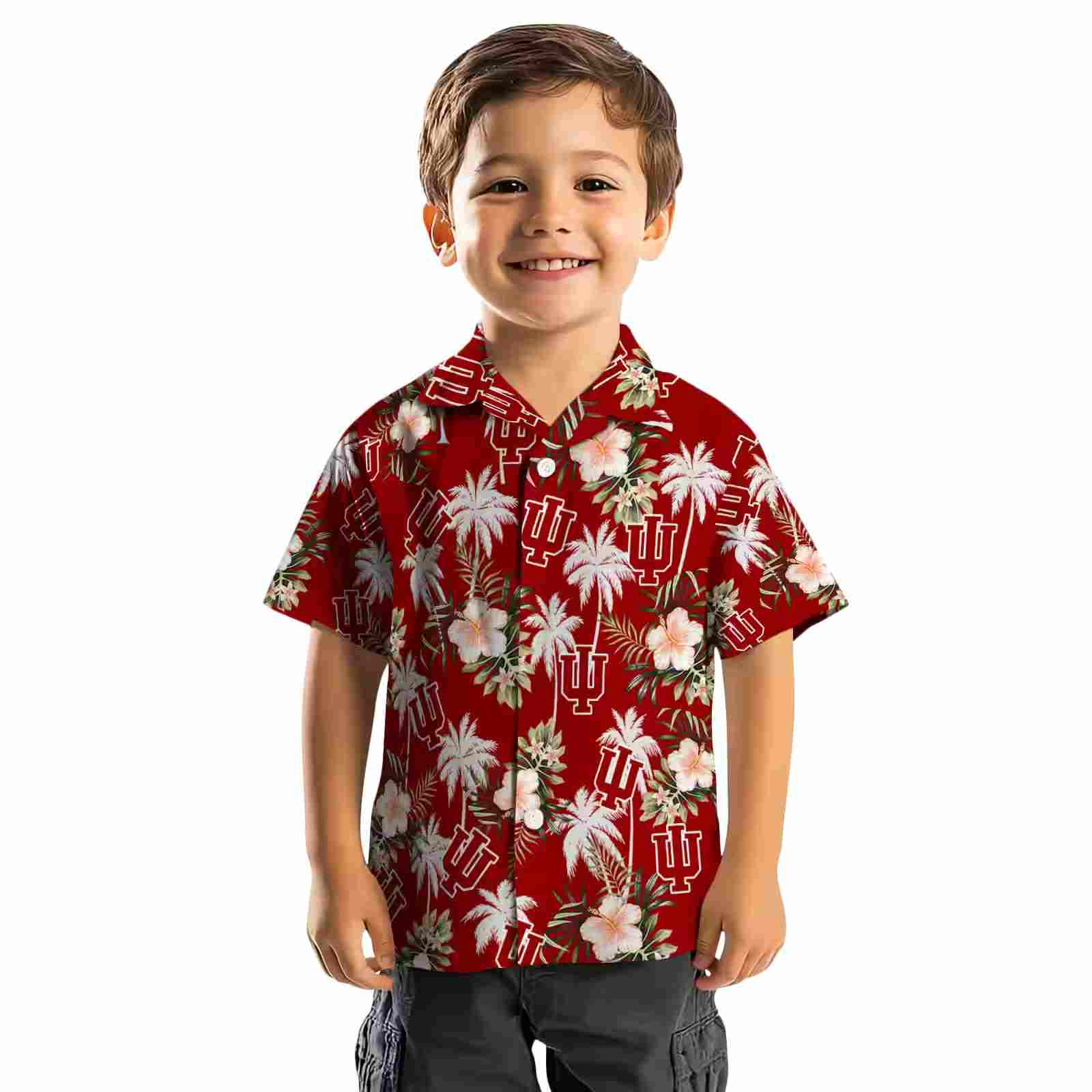 indiana hoosiers palm tree flower red hawaiian shirt top rated