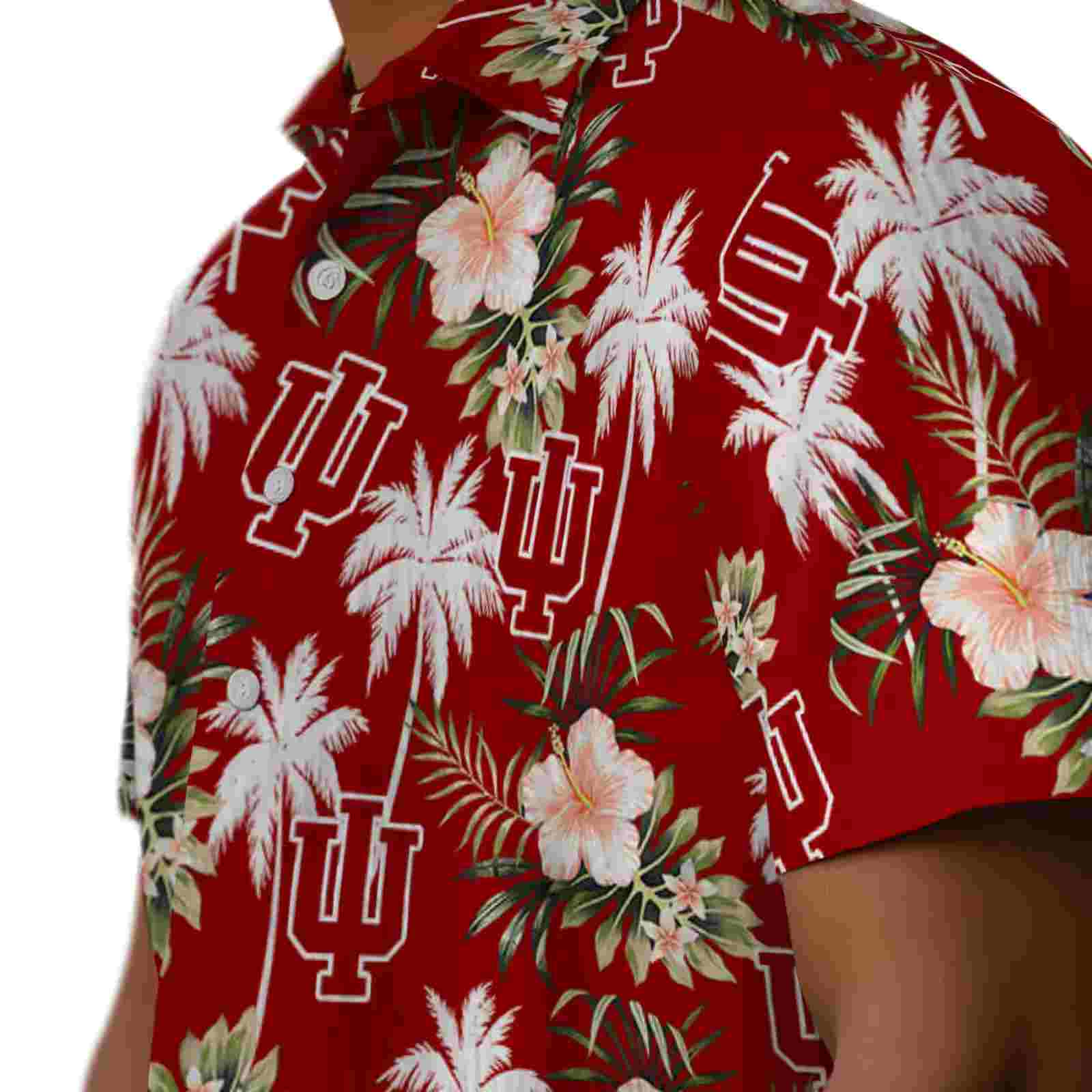 indiana hoosiers palm tree flower red hawaiian shirt trendy