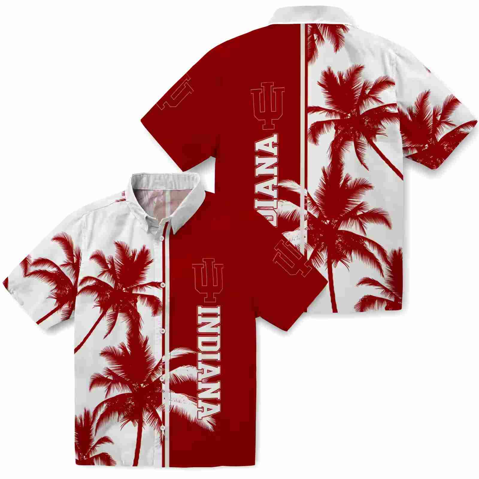 indiana hoosiers palm trees red white hawaiian shirt high quality