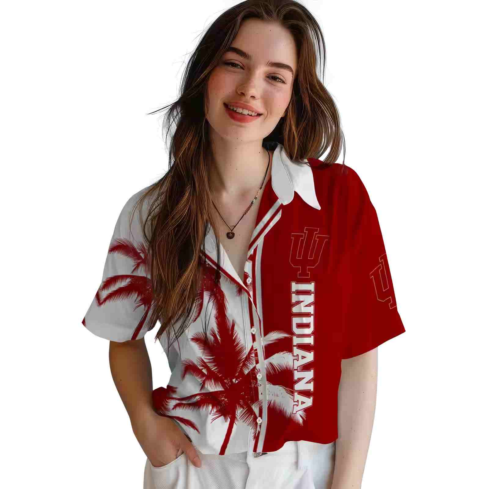 indiana hoosiers palm trees red white hawaiian shirt latest model