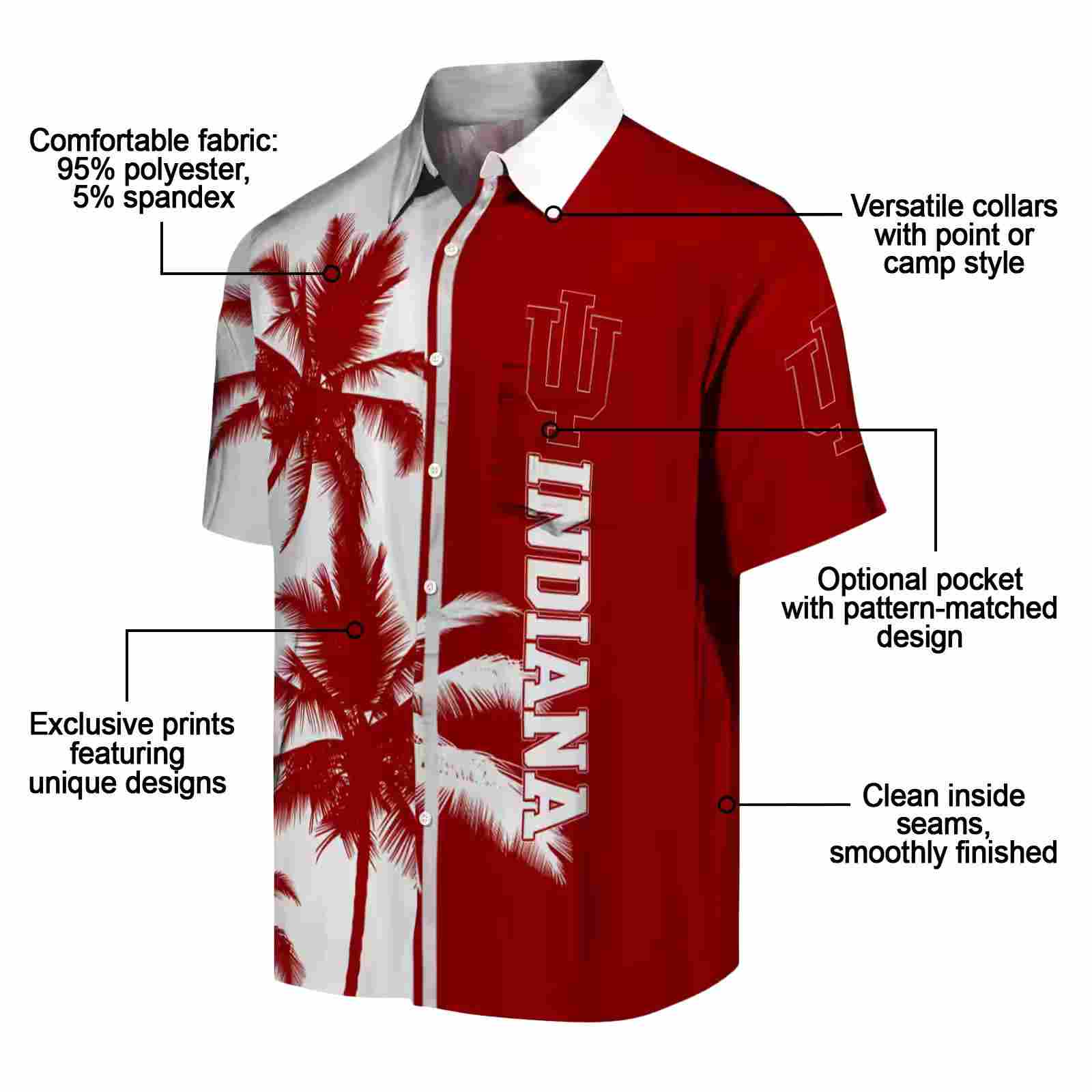 indiana hoosiers palm trees red white hawaiian shirt new arrival