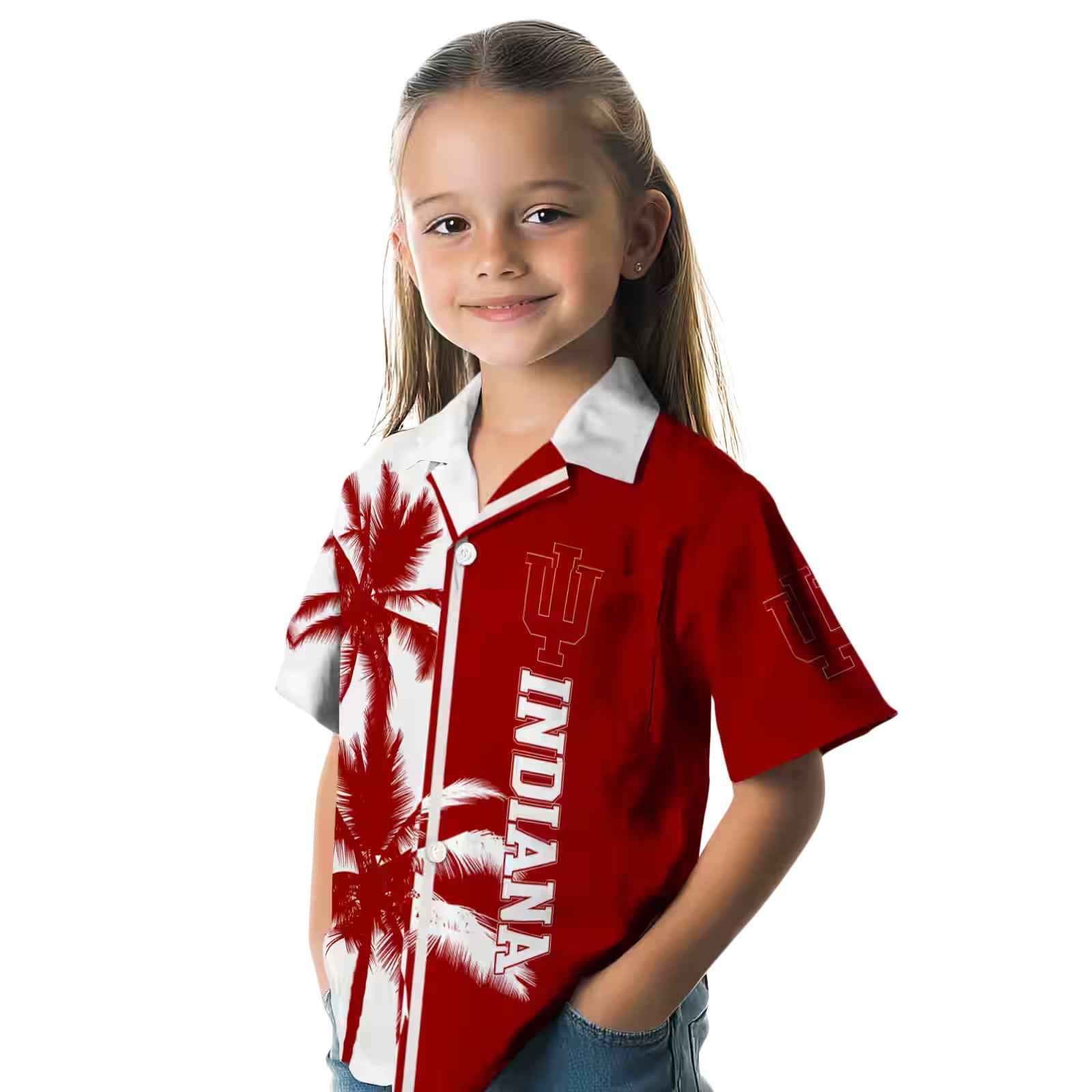 indiana hoosiers palm trees red white hawaiian shirt premium grade