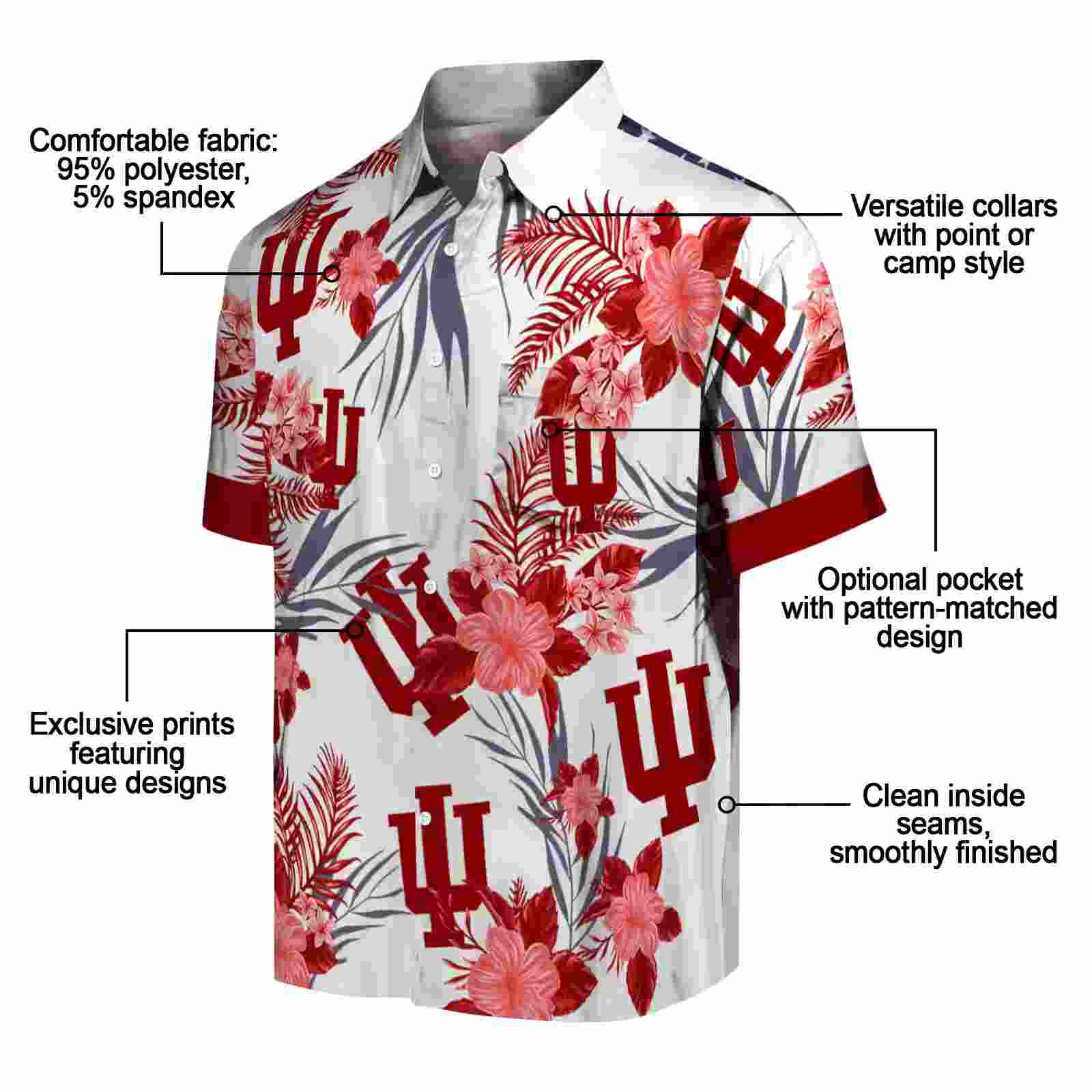 indiana hoosiers patriotic hibiscus design red white hawaiian shirt new arrival