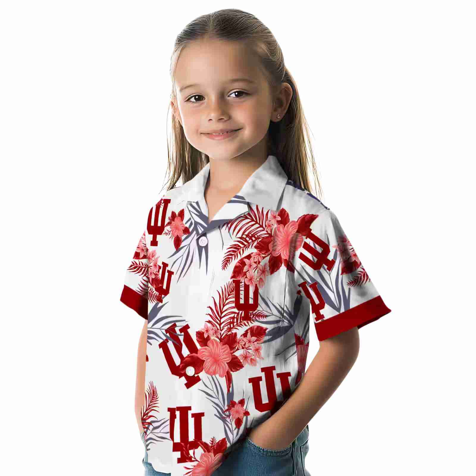 indiana hoosiers patriotic hibiscus design red white hawaiian shirt premium grade