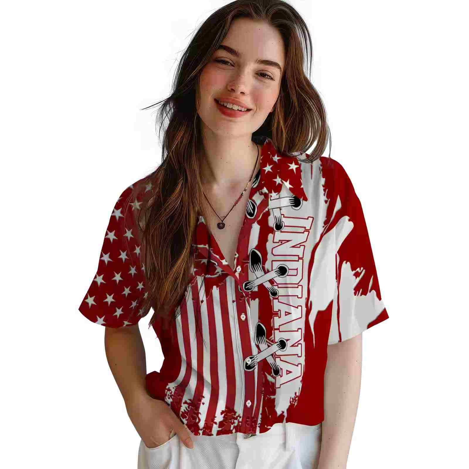 indiana hoosiers stitched flag red hawaiian shirt latest model