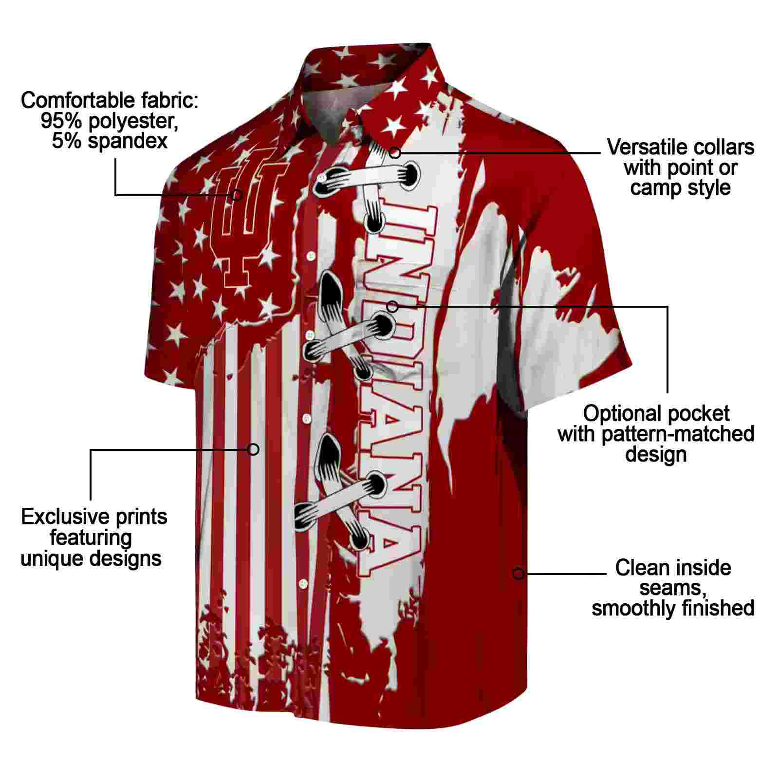 indiana hoosiers stitched flag red hawaiian shirt new arrival