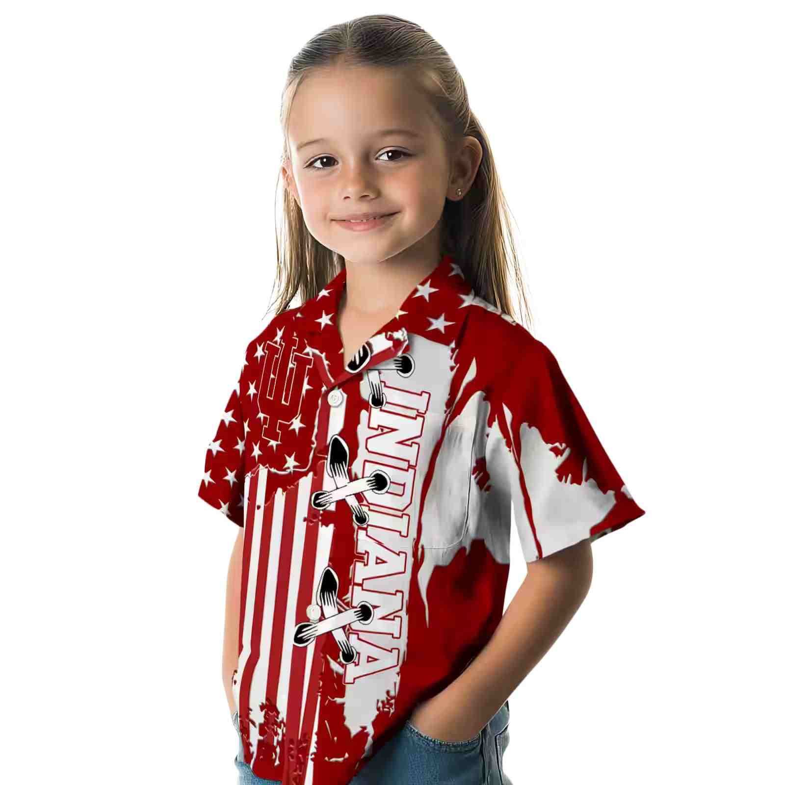 indiana hoosiers stitched flag red hawaiian shirt premium grade