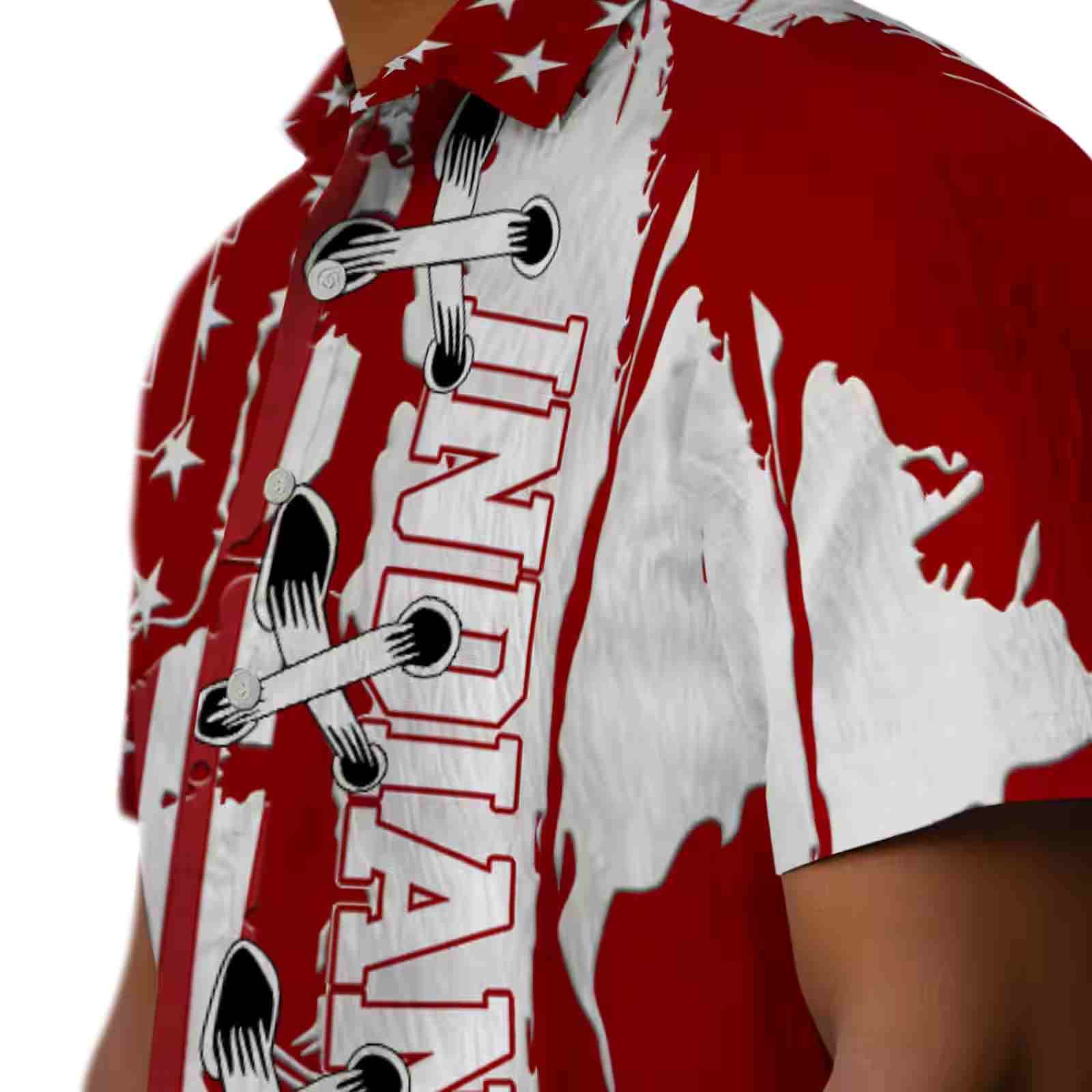 indiana hoosiers stitched flag red hawaiian shirt trendy