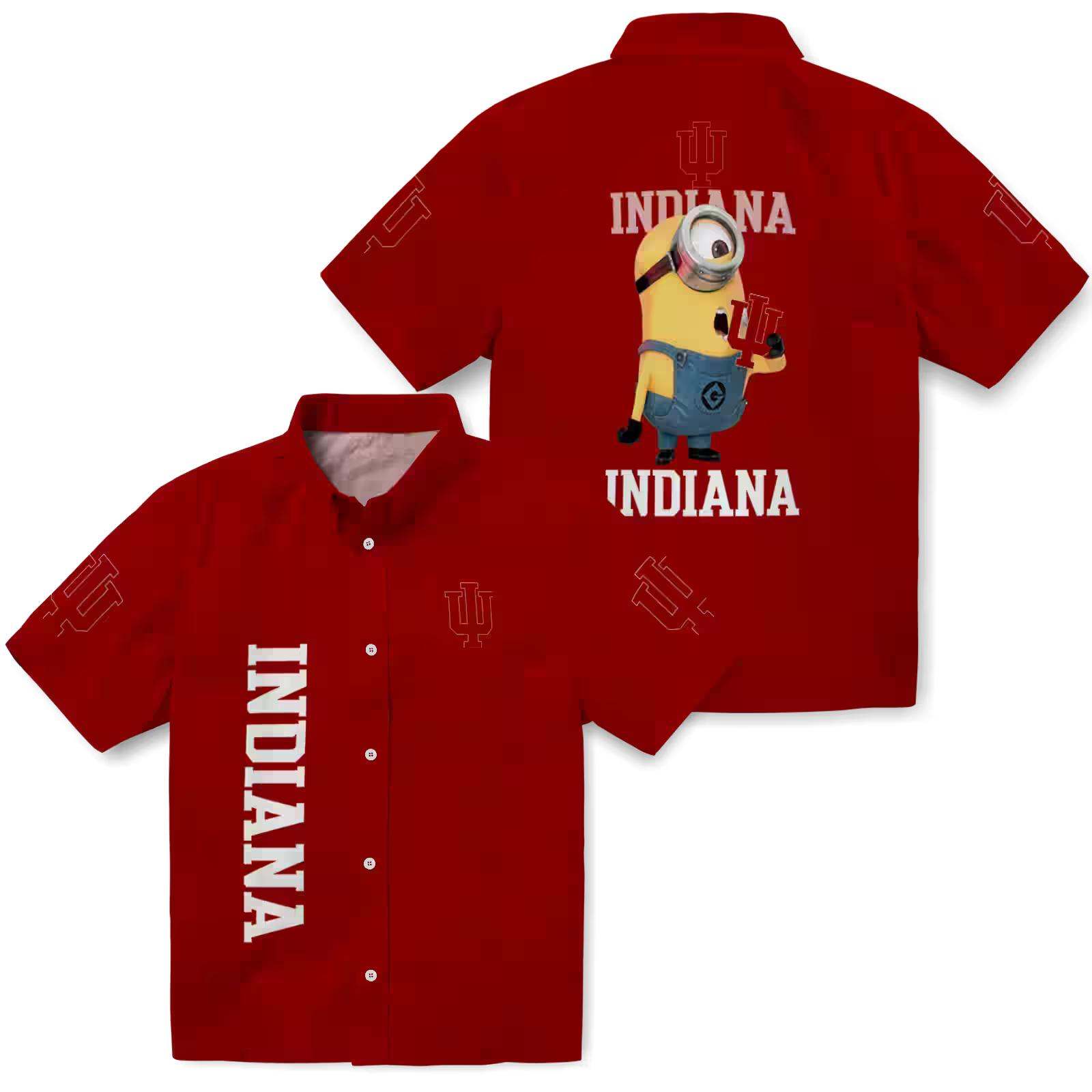 indiana hoosiers stuart minion red hawaiian shirt high quality