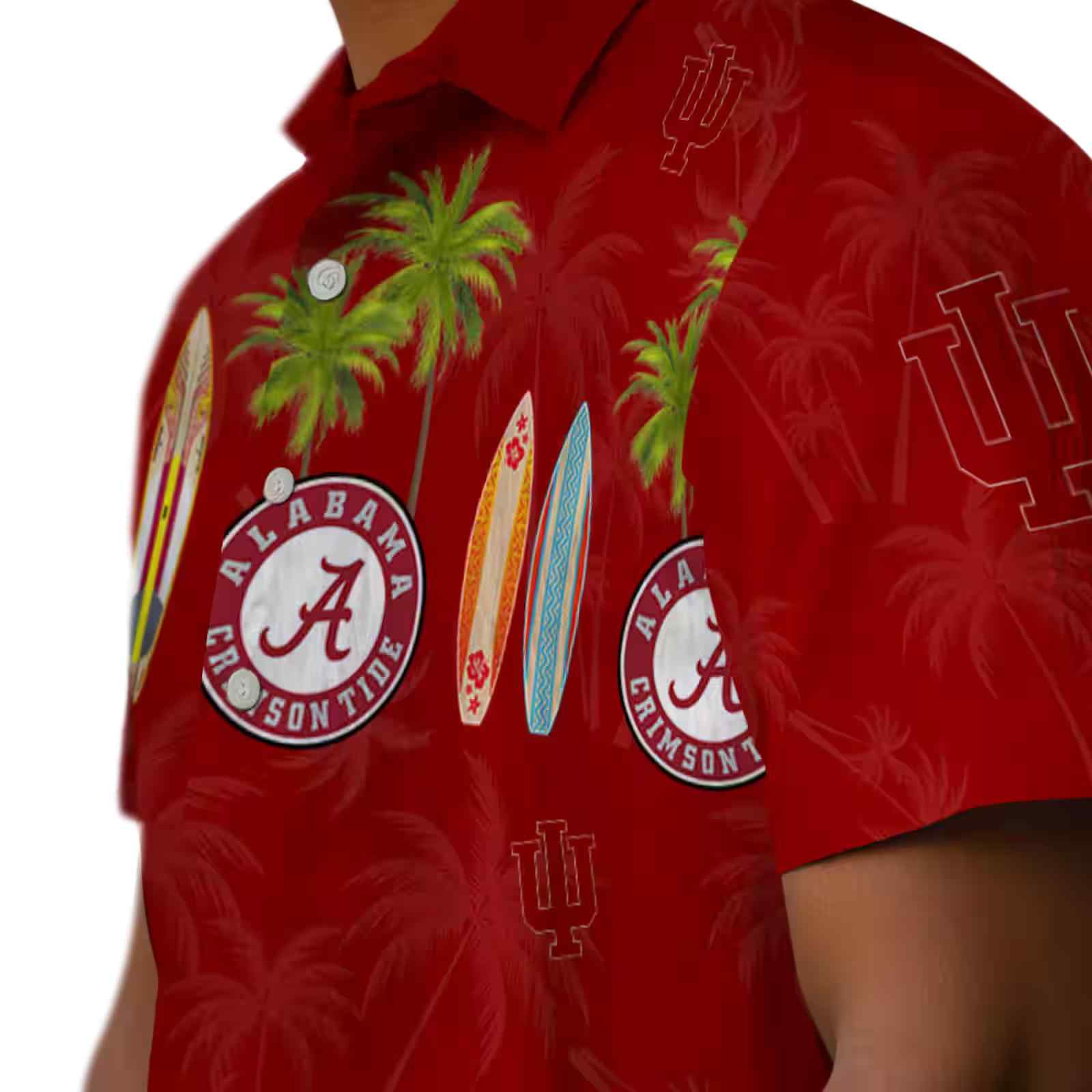 indiana hoosiers surfboard palm red hawaiian shirt trendy