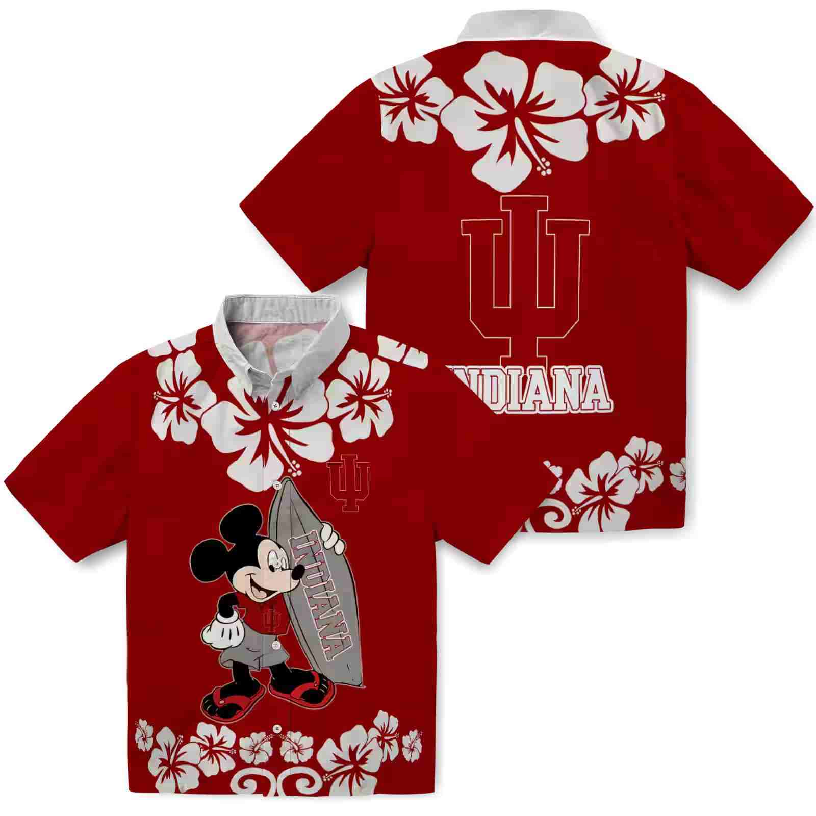 indiana hoosiers surfing mickey red hawaiian shirt high quality