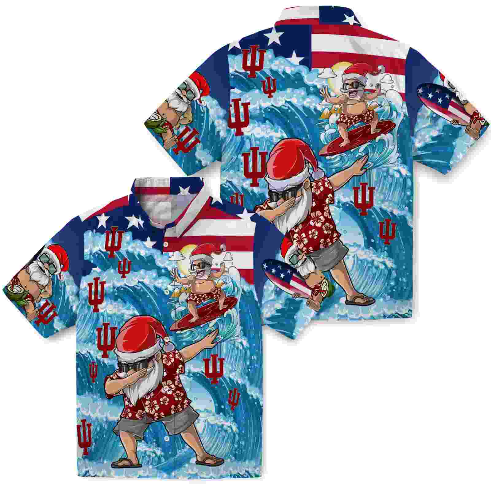 indiana hoosiers surfing santa blue hawaiian shirt high quality