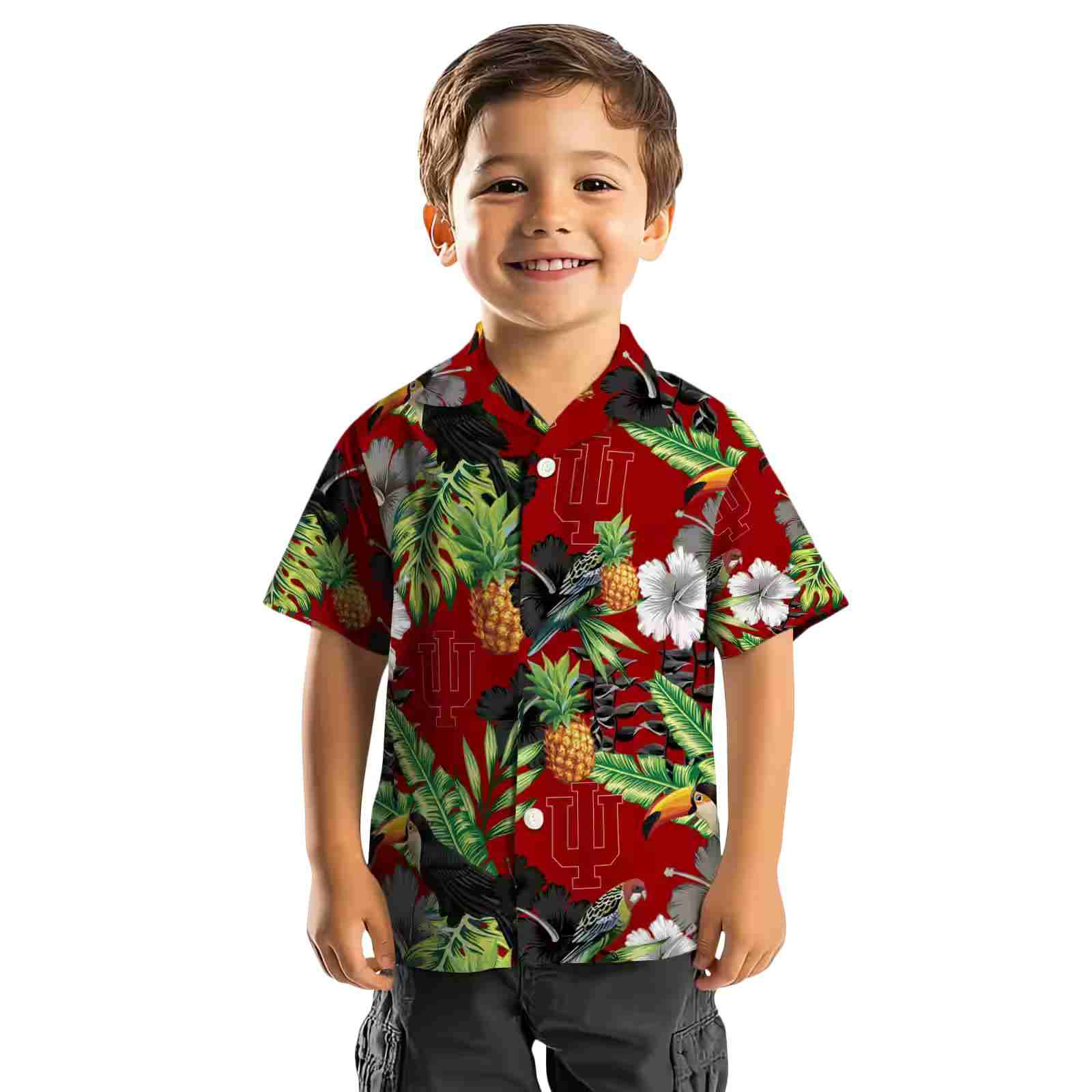 indiana hoosiers toucan hibiscus pineapple red green hawaiian shirt top rated