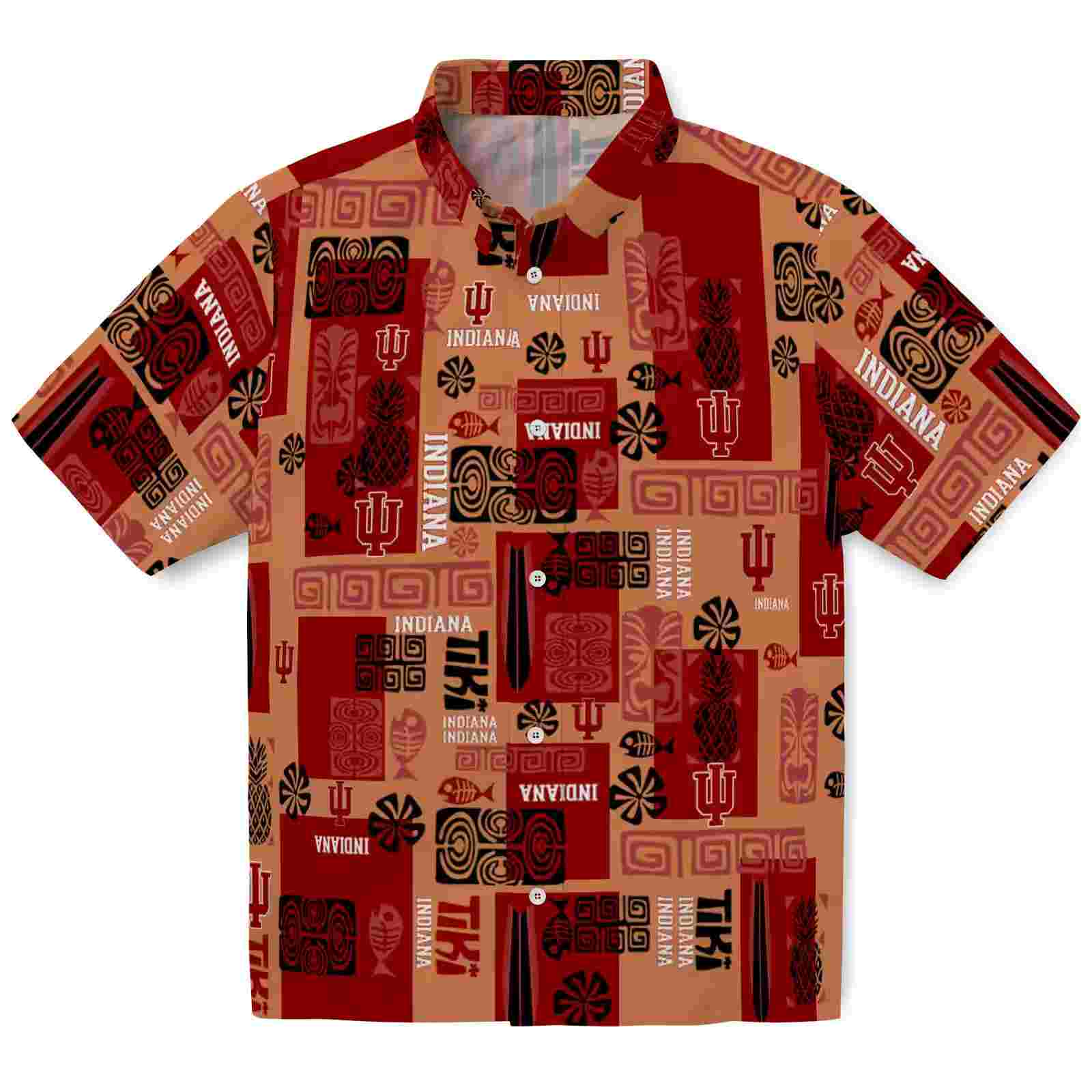 Indiana Hoosiers Tribal Symbols Red Hawaiian Shirt