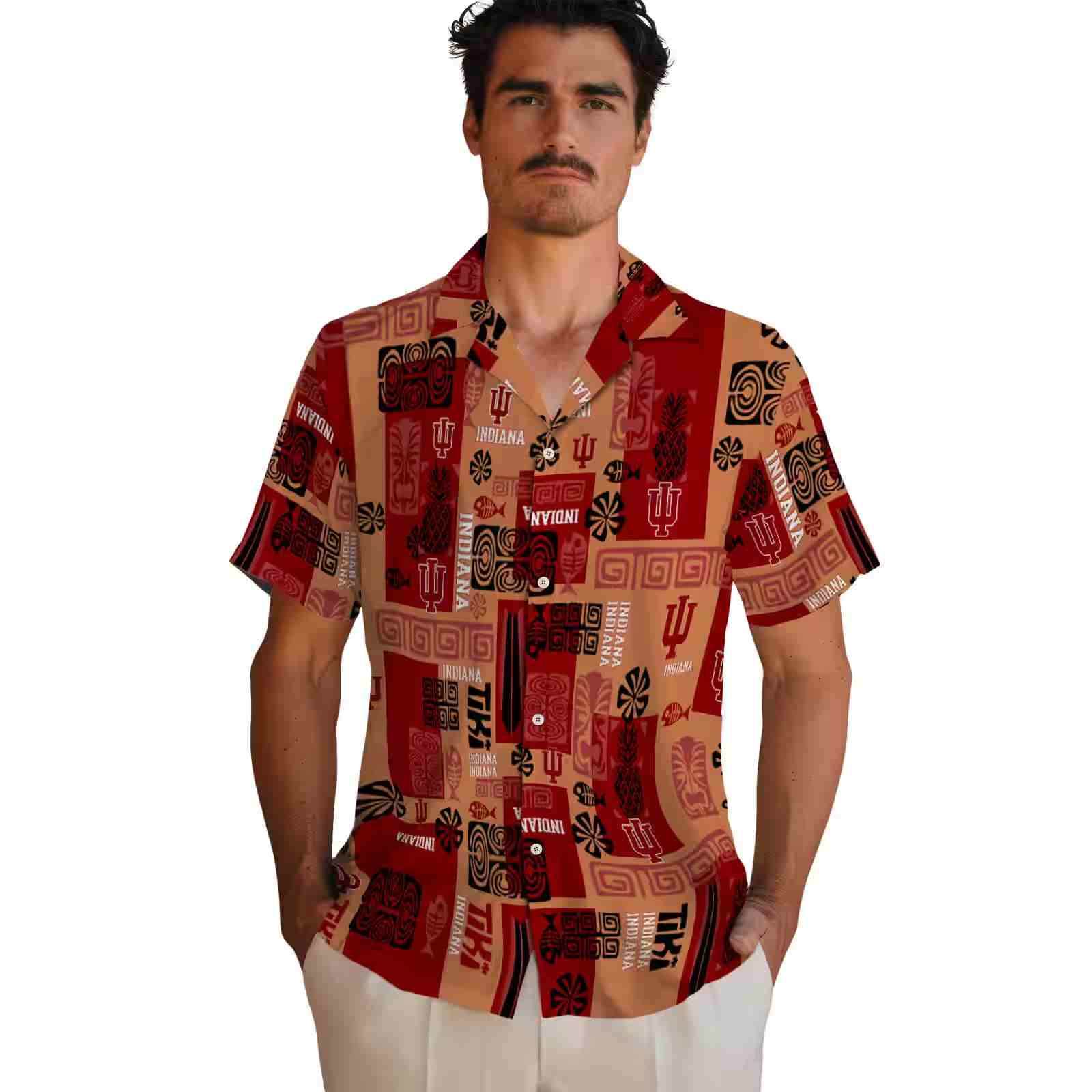 indiana hoosiers tribal symbols red hawaiian shirt fashion forward