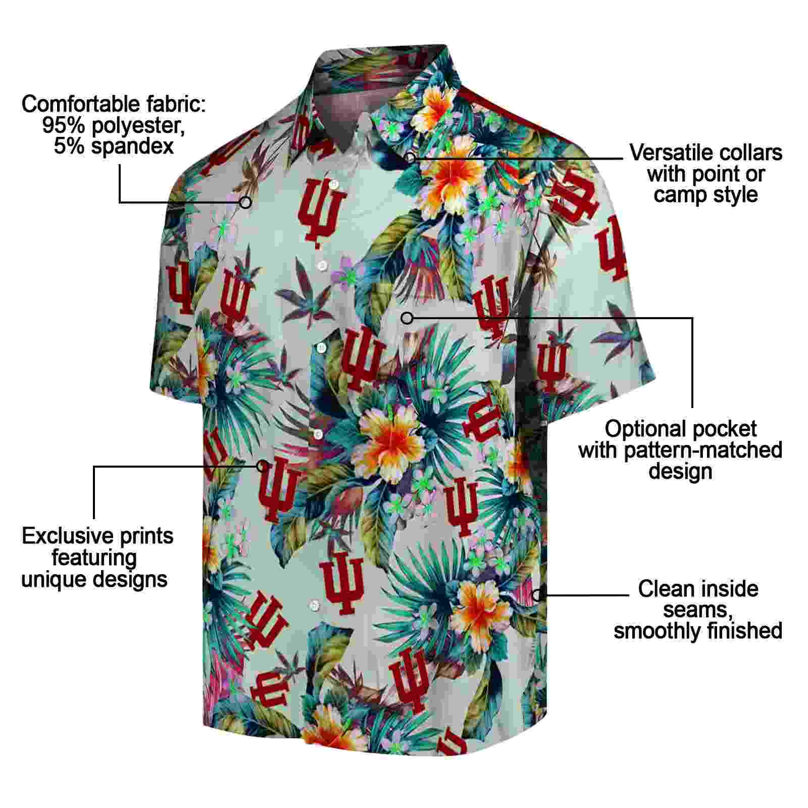 indiana hoosiers tropical foliage green hawaiian shirt new arrival