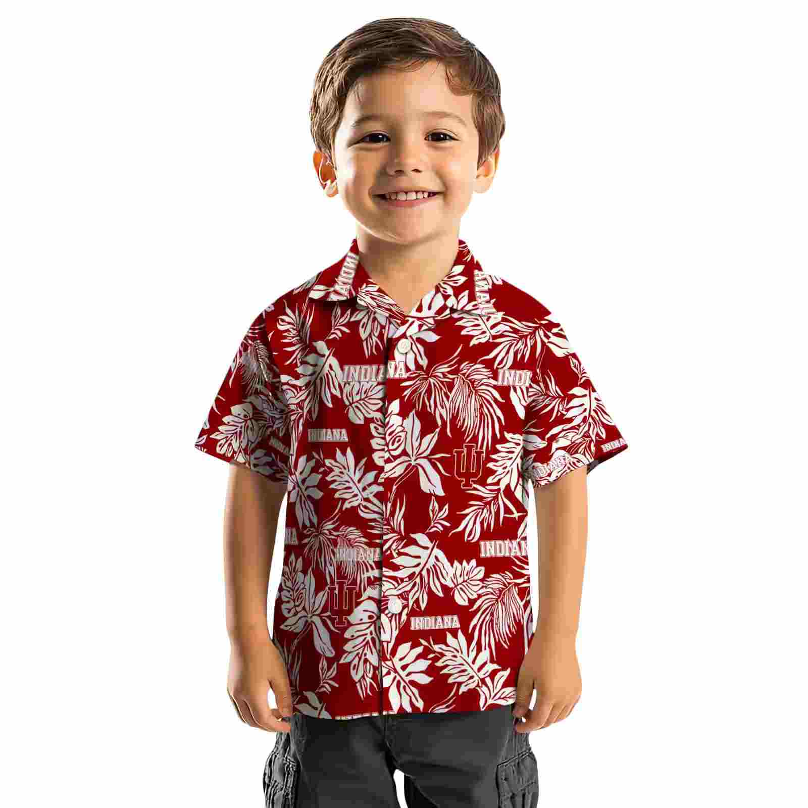 indiana hoosiers tropical leaf red white hawaiian shirt top rated