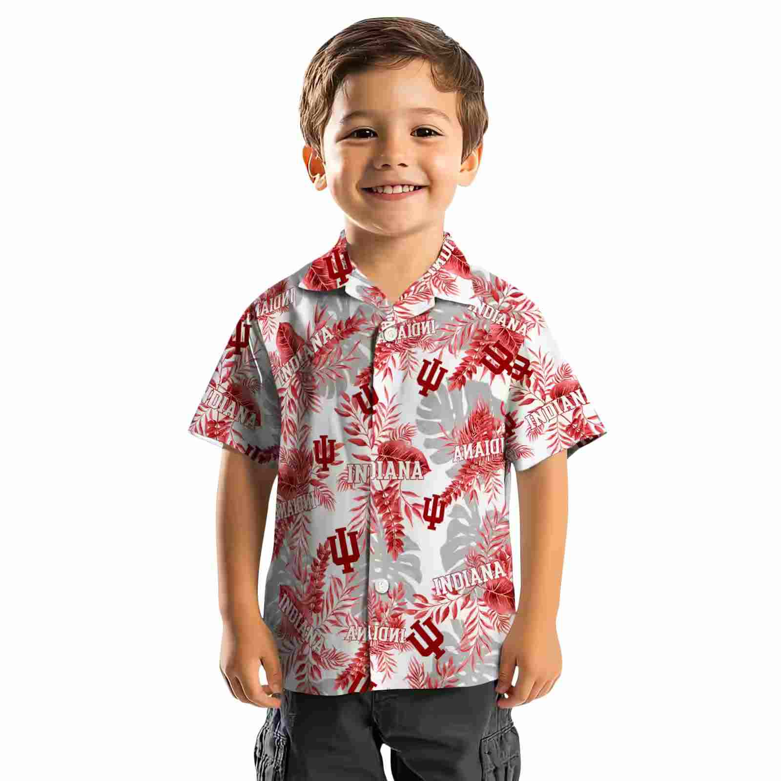 indiana hoosiers tropical leaves red white hawaiian shirt top rated